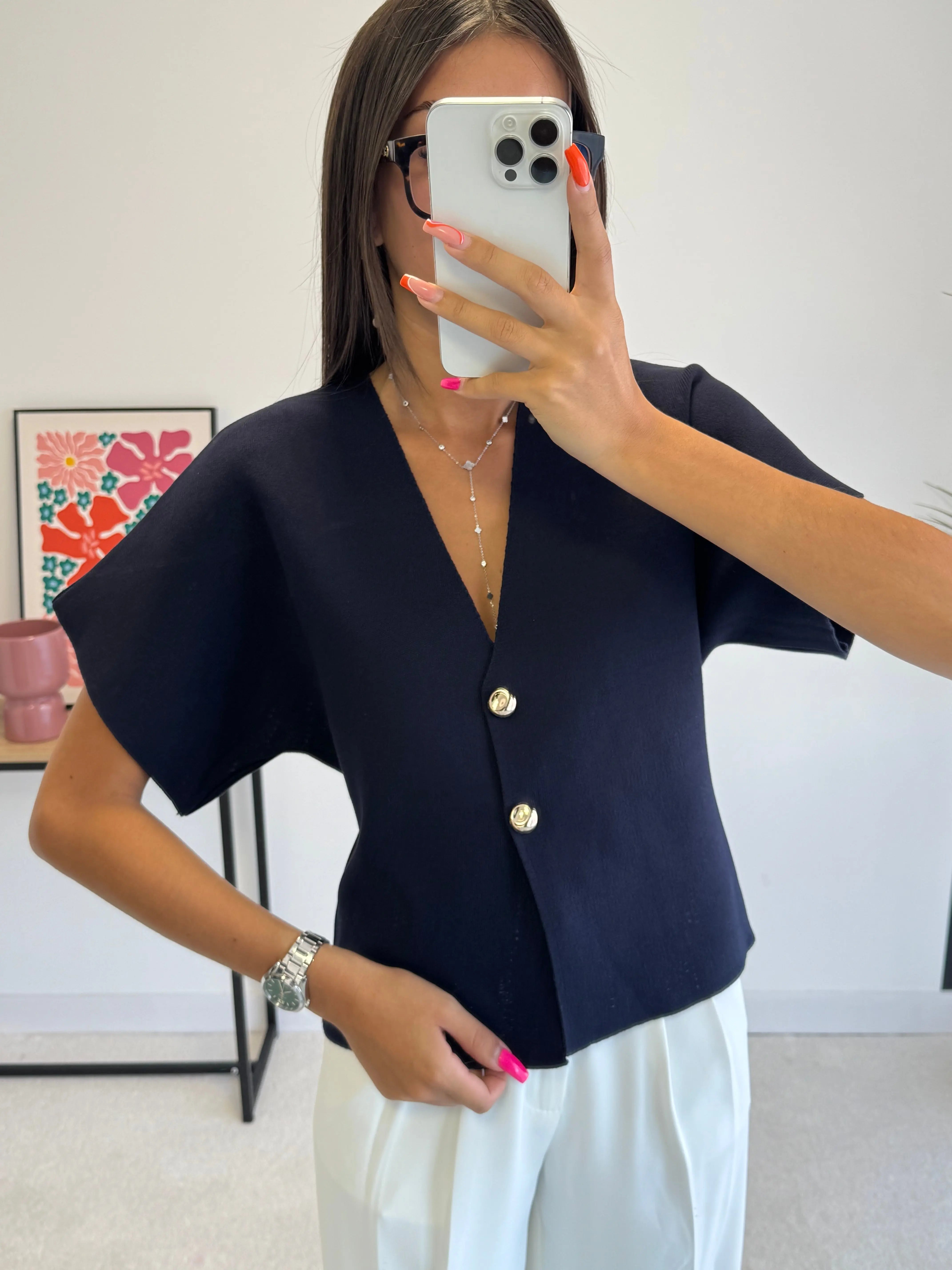 Gilet à boutons bleu marine DS.Sélection