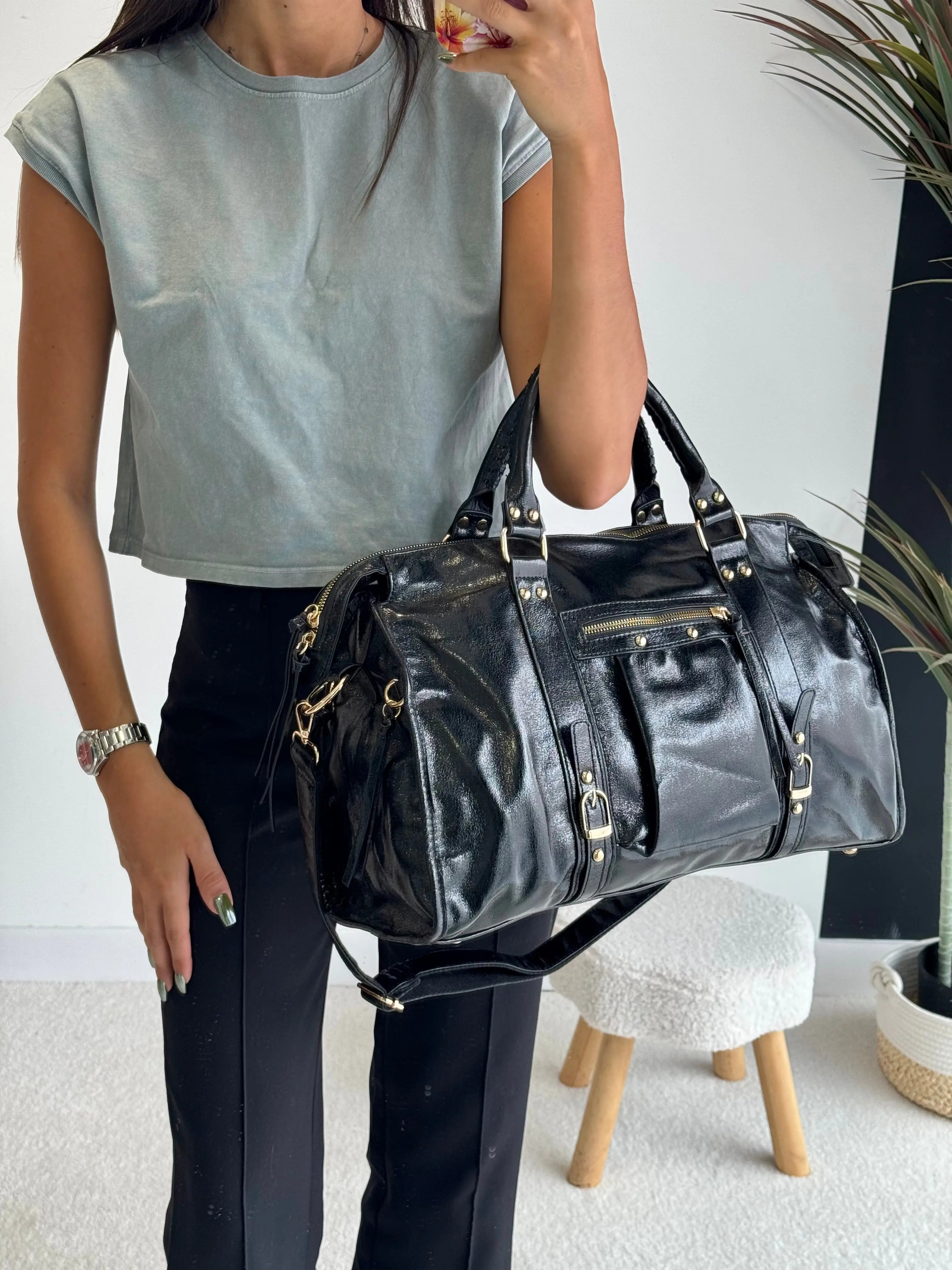 Grand sac irisé noir DS.Sélection