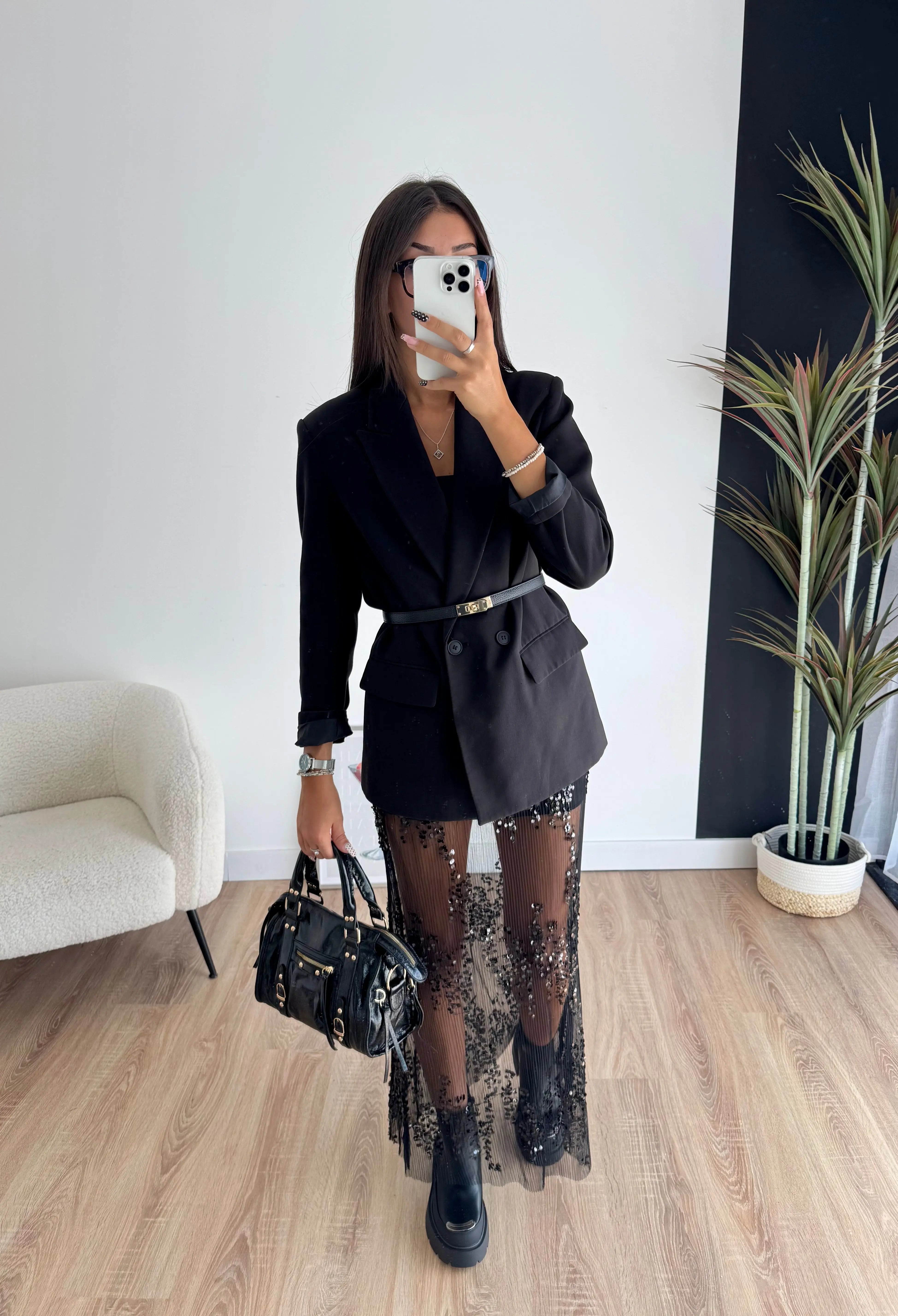 Jupe à sequins noirs DS.Sélection