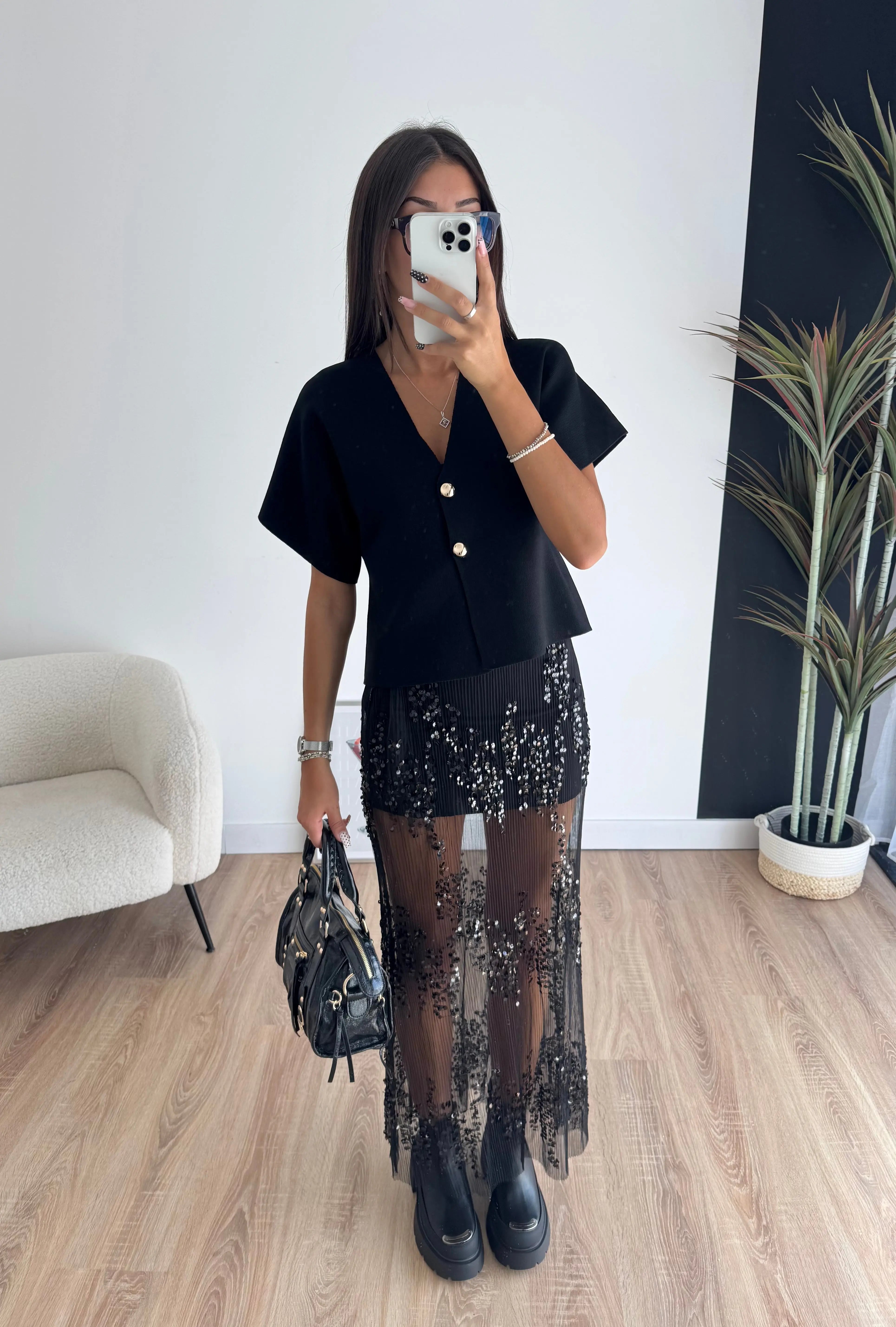 Jupe à sequins noirs DS.Sélection