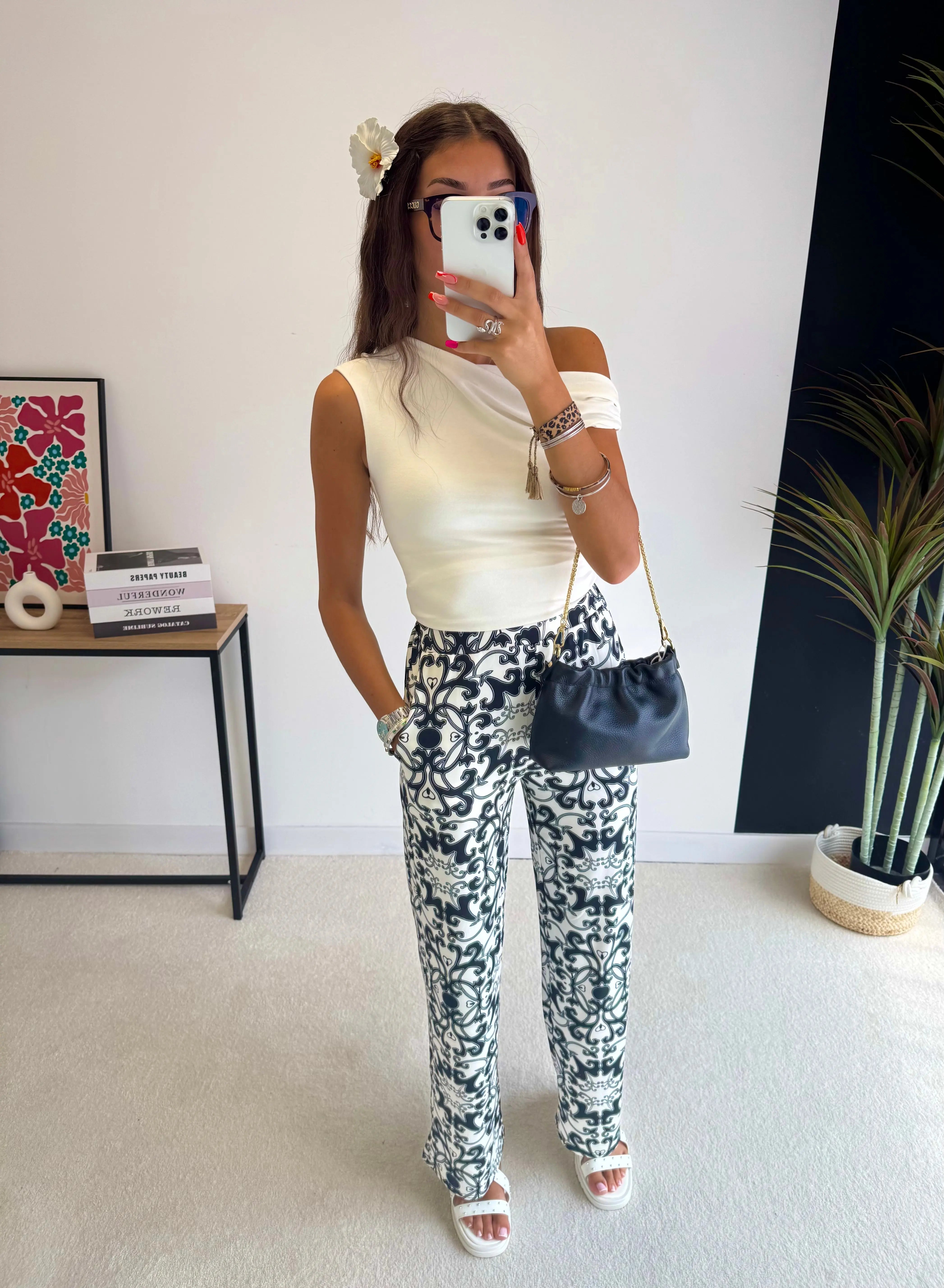 Pantalon noir à motifs DS.Sélection