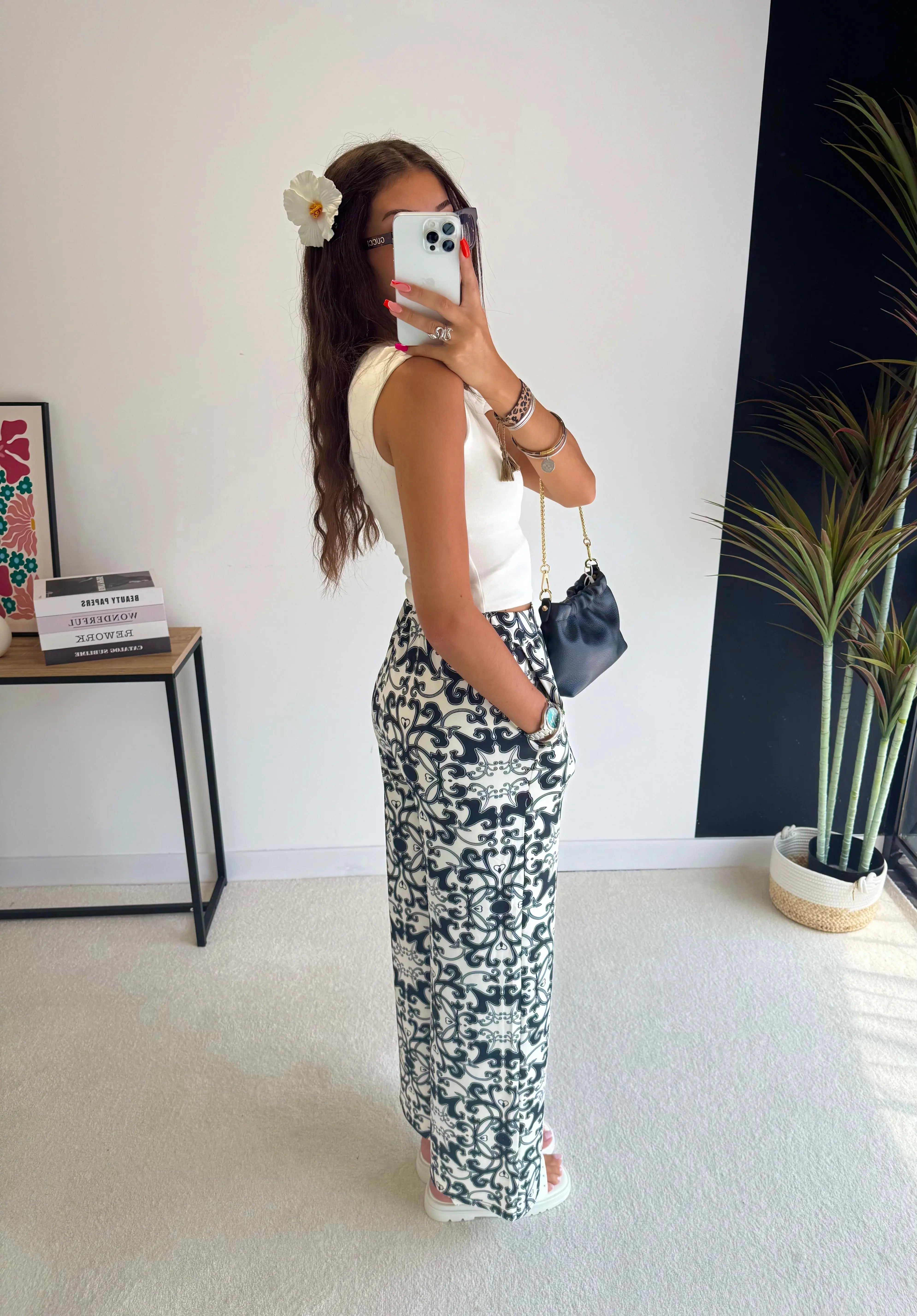 Pantalon noir à motifs DS.Sélection
