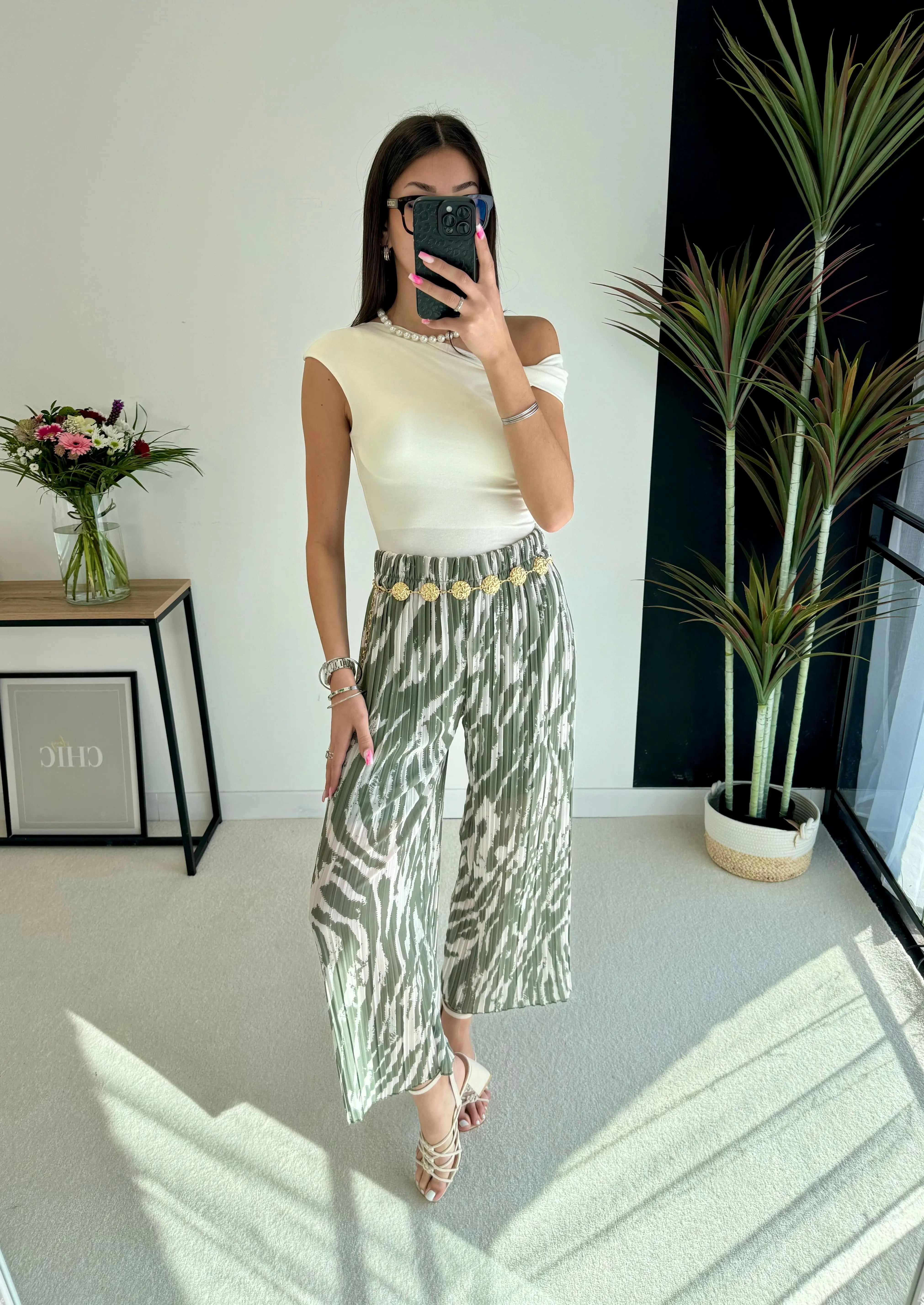 Pantalon plissé à motifs kaki DS.Sélection