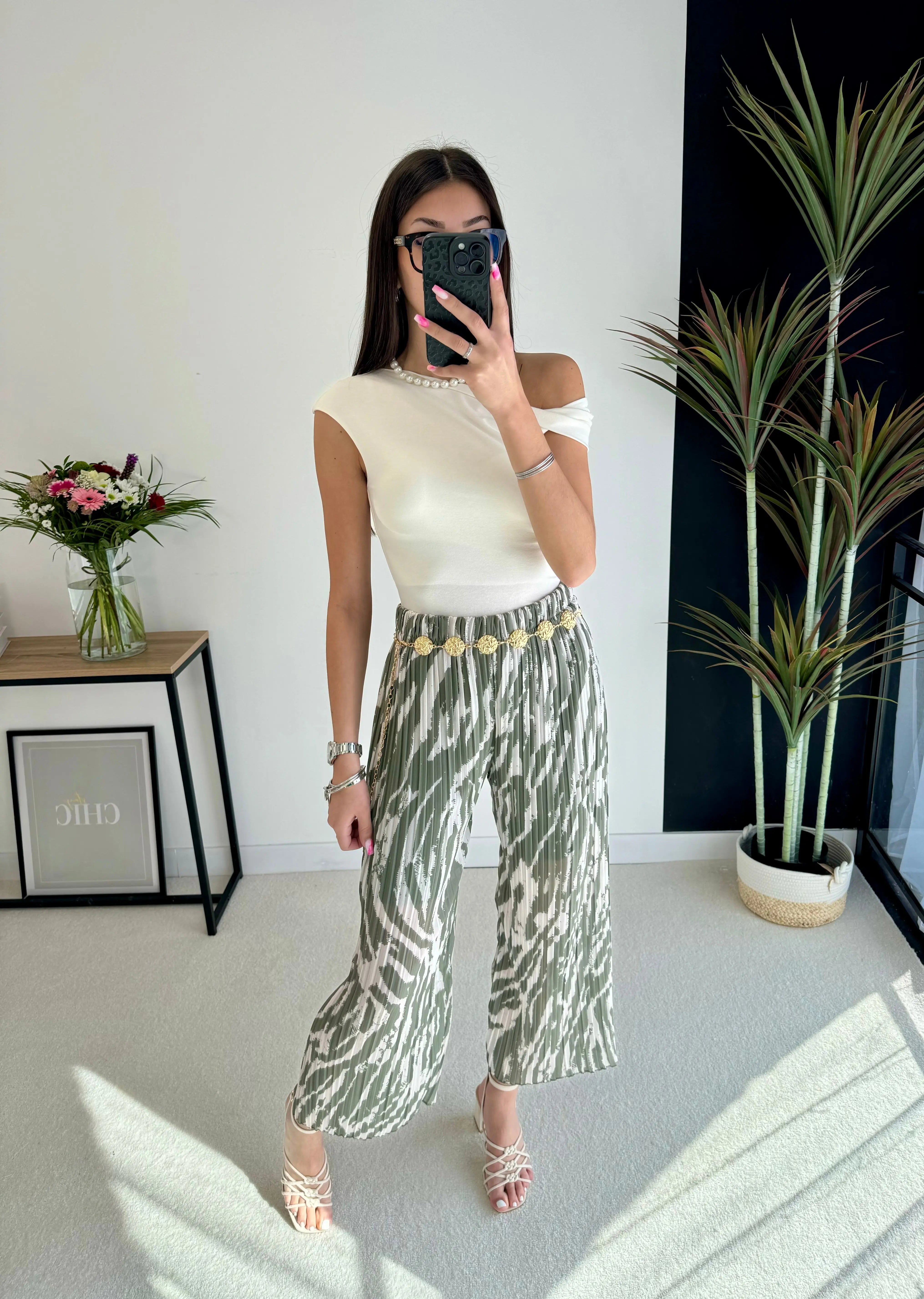 Pantalon plissé à motifs kaki DS.Sélection