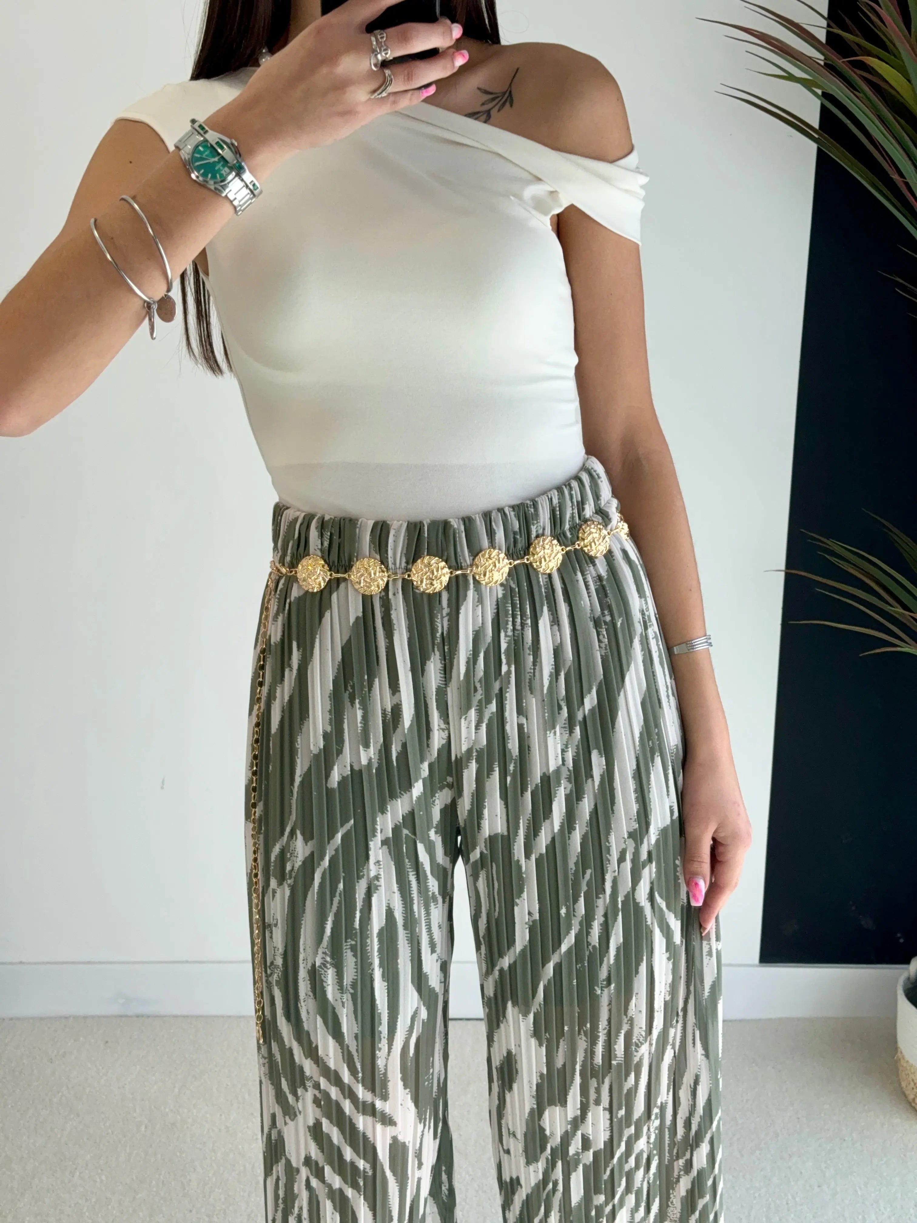 Pantalon plissé à motifs kaki DS.Sélection