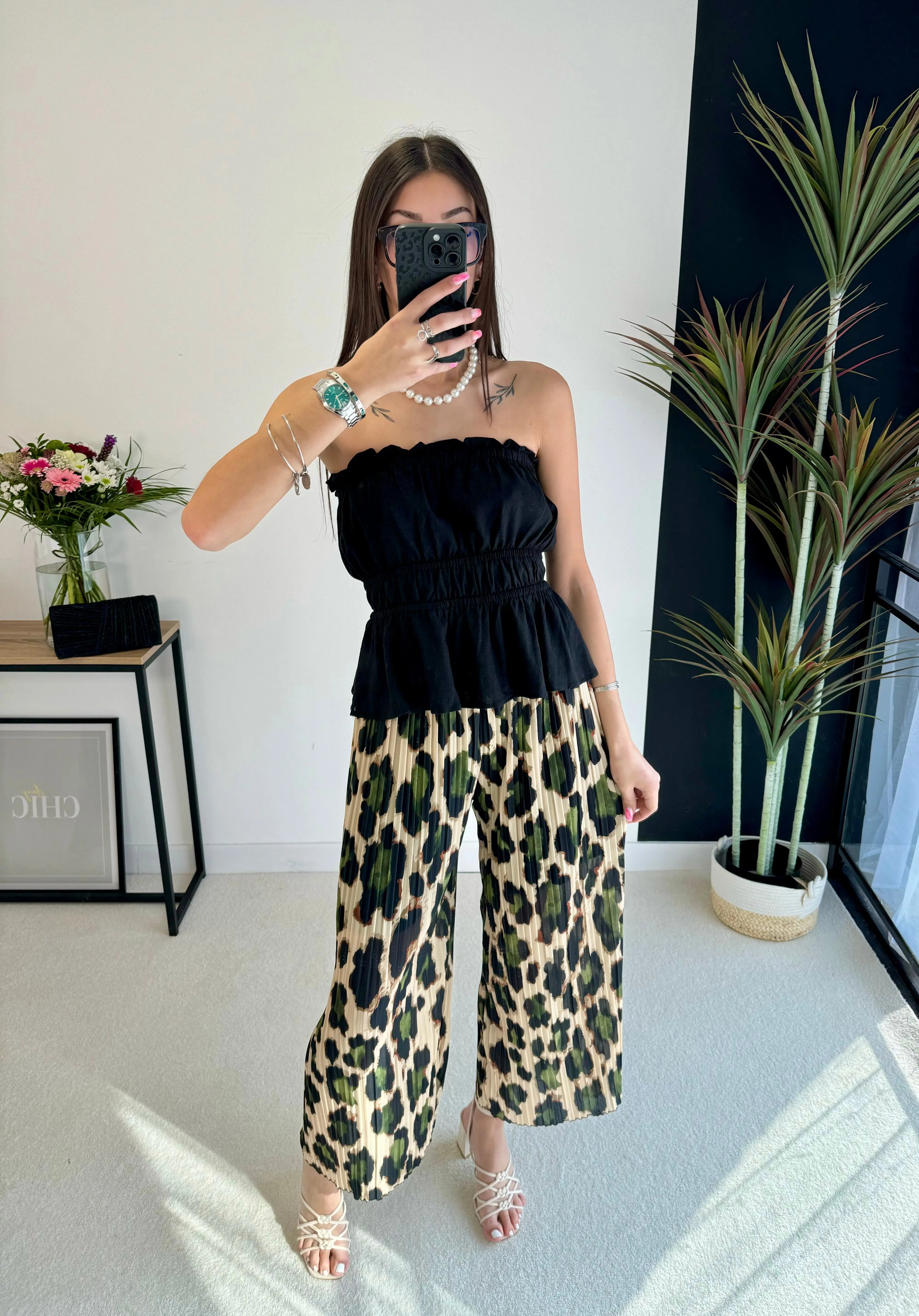 Pantalon plissé léopard kaki DS.Sélection