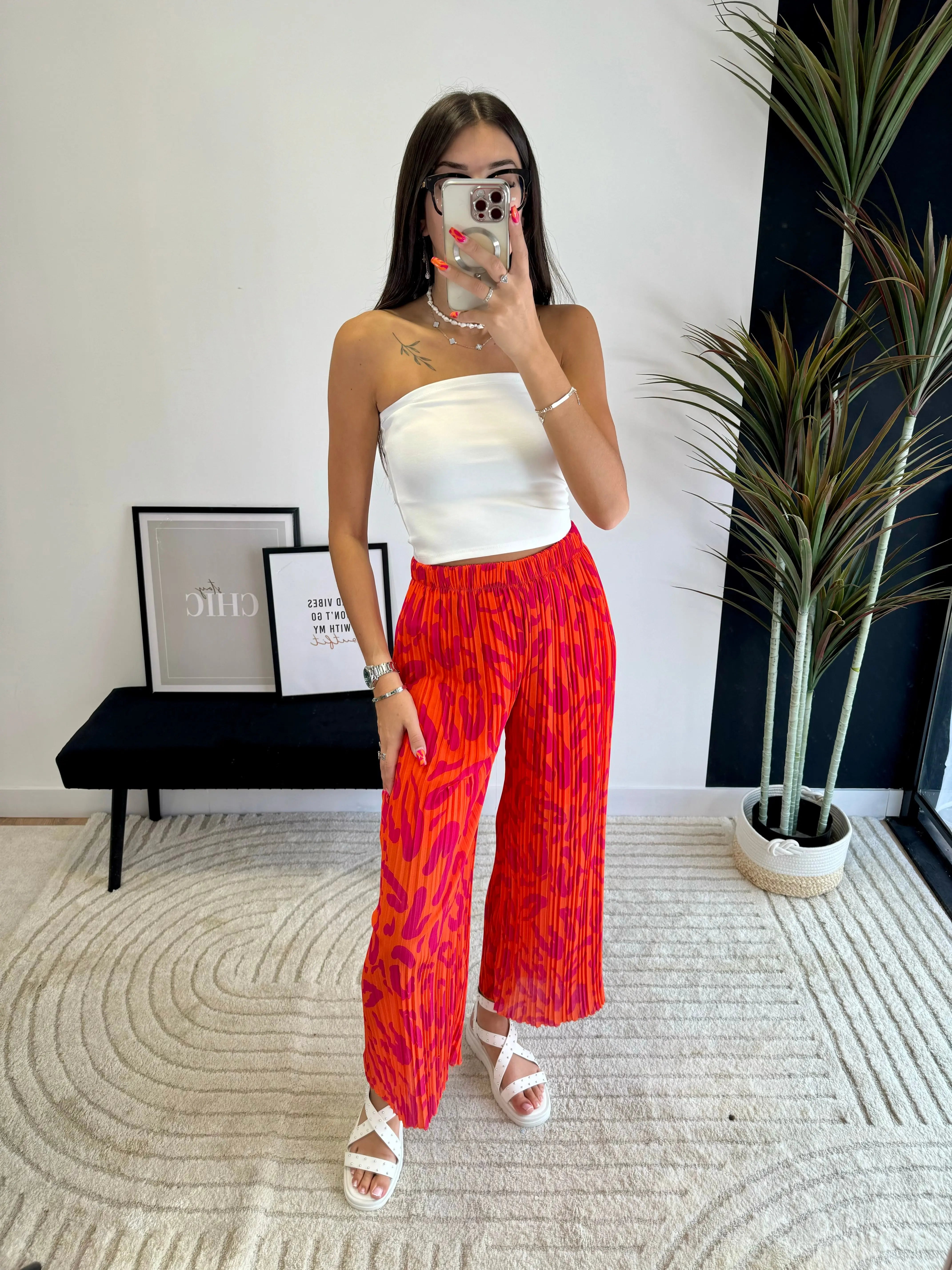 Pantalon plissé orange DS.Sélection