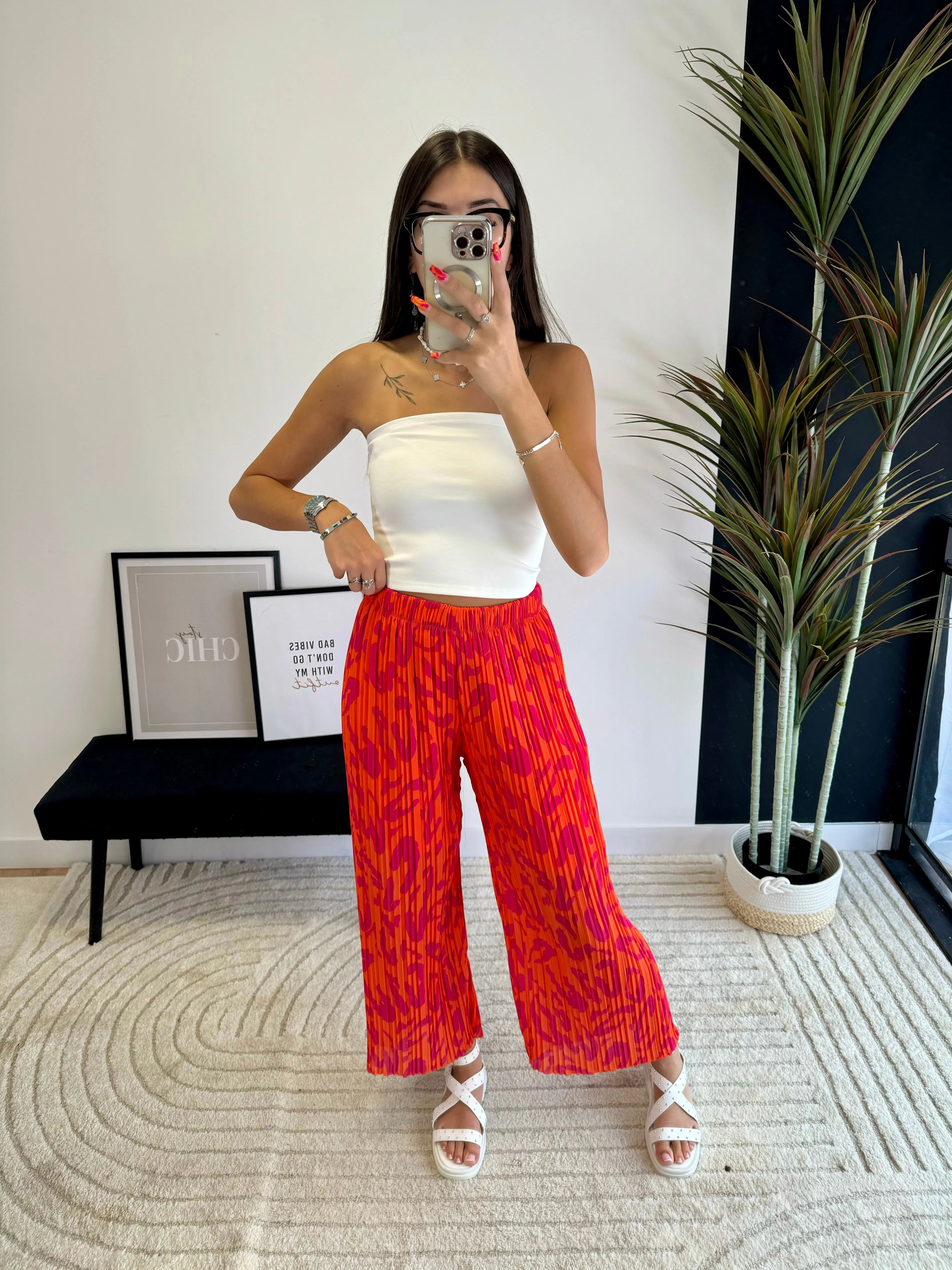Pantalon plissé orange DS.Sélection