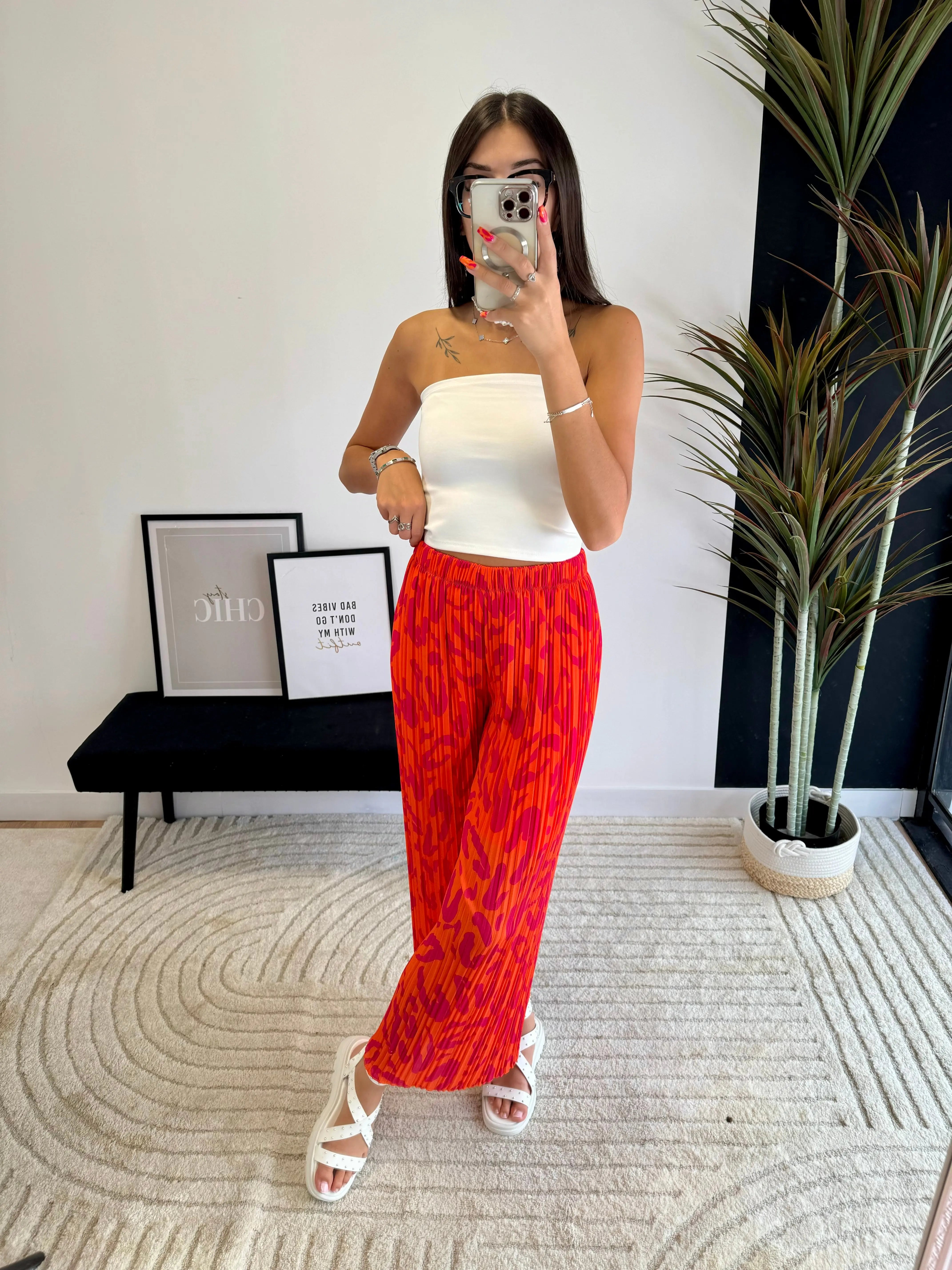 Pantalon plissé orange DS.Sélection
