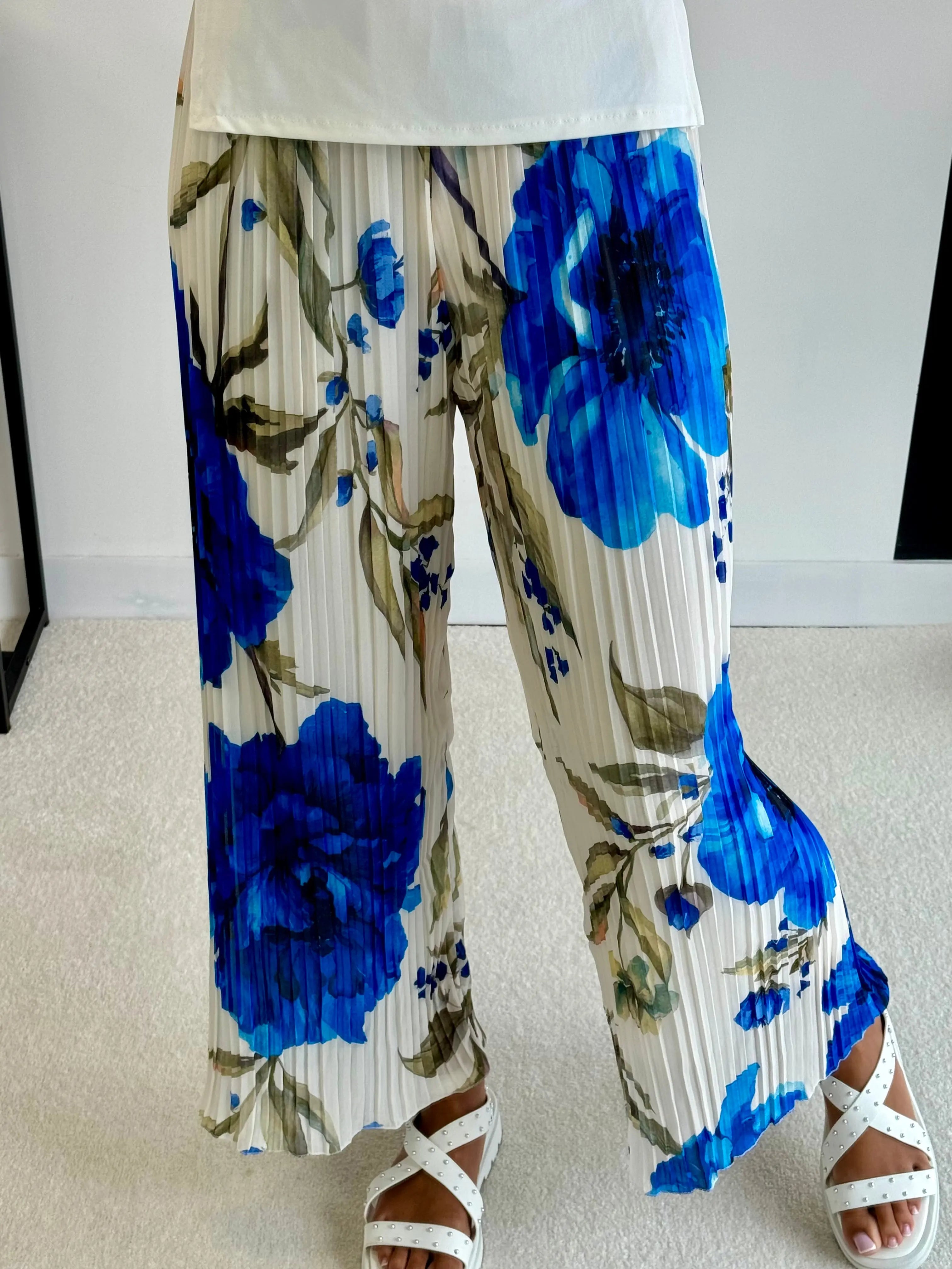 Pantalon plissé à motifs fleurs DS.Sélection