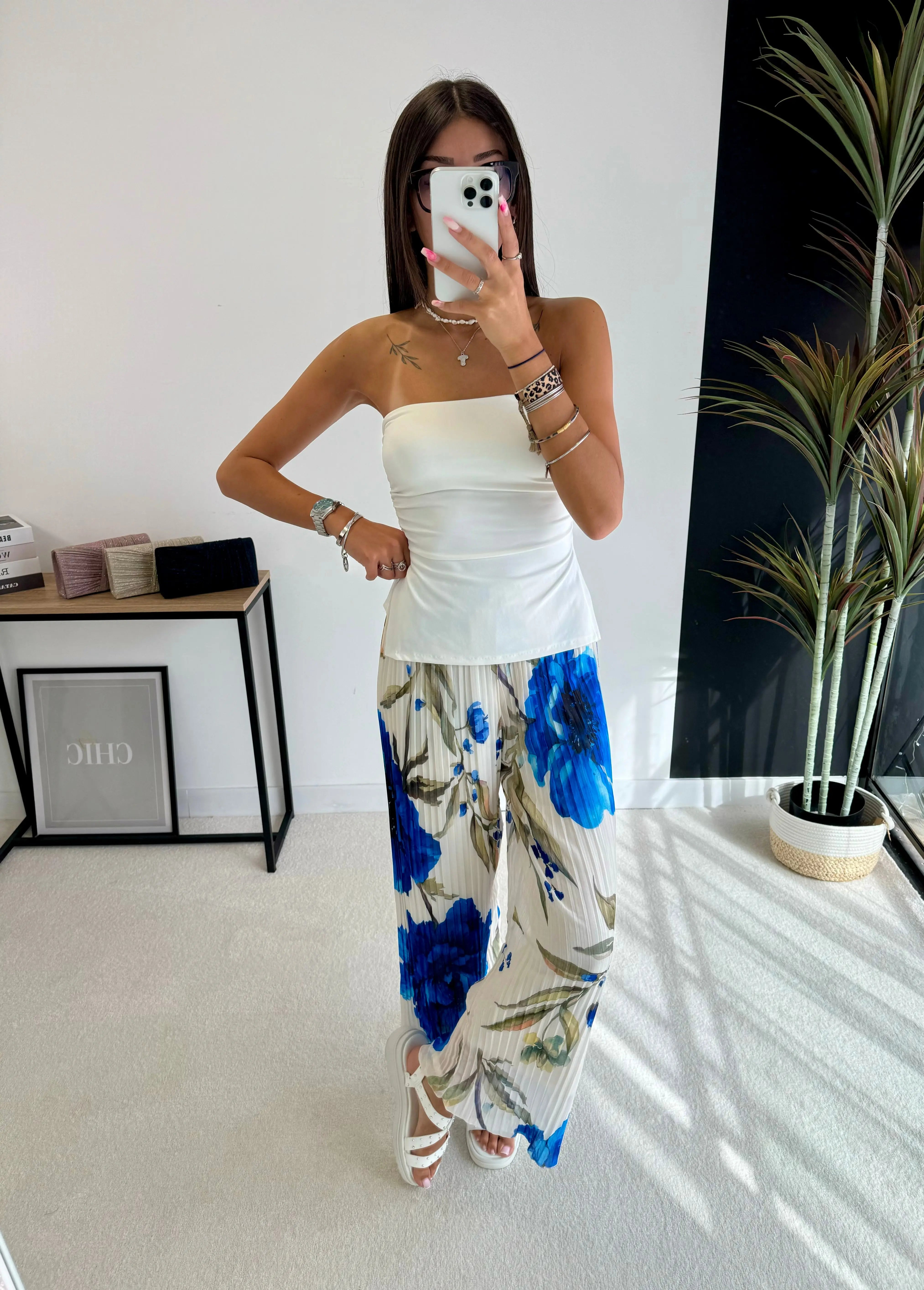 Pantalon plissé à motifs fleurs DS.Sélection