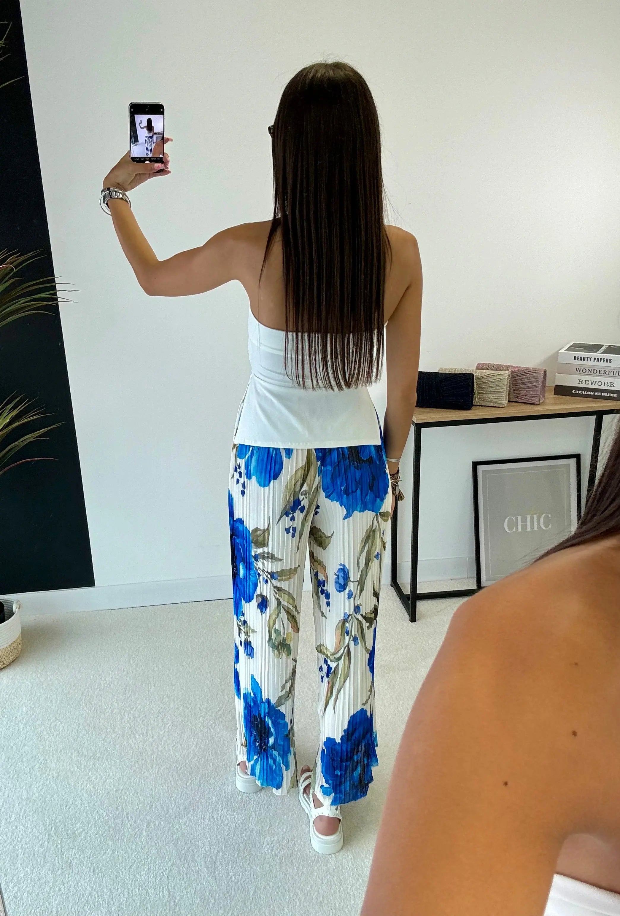 Pantalon plissé à motifs fleurs DS.Sélection