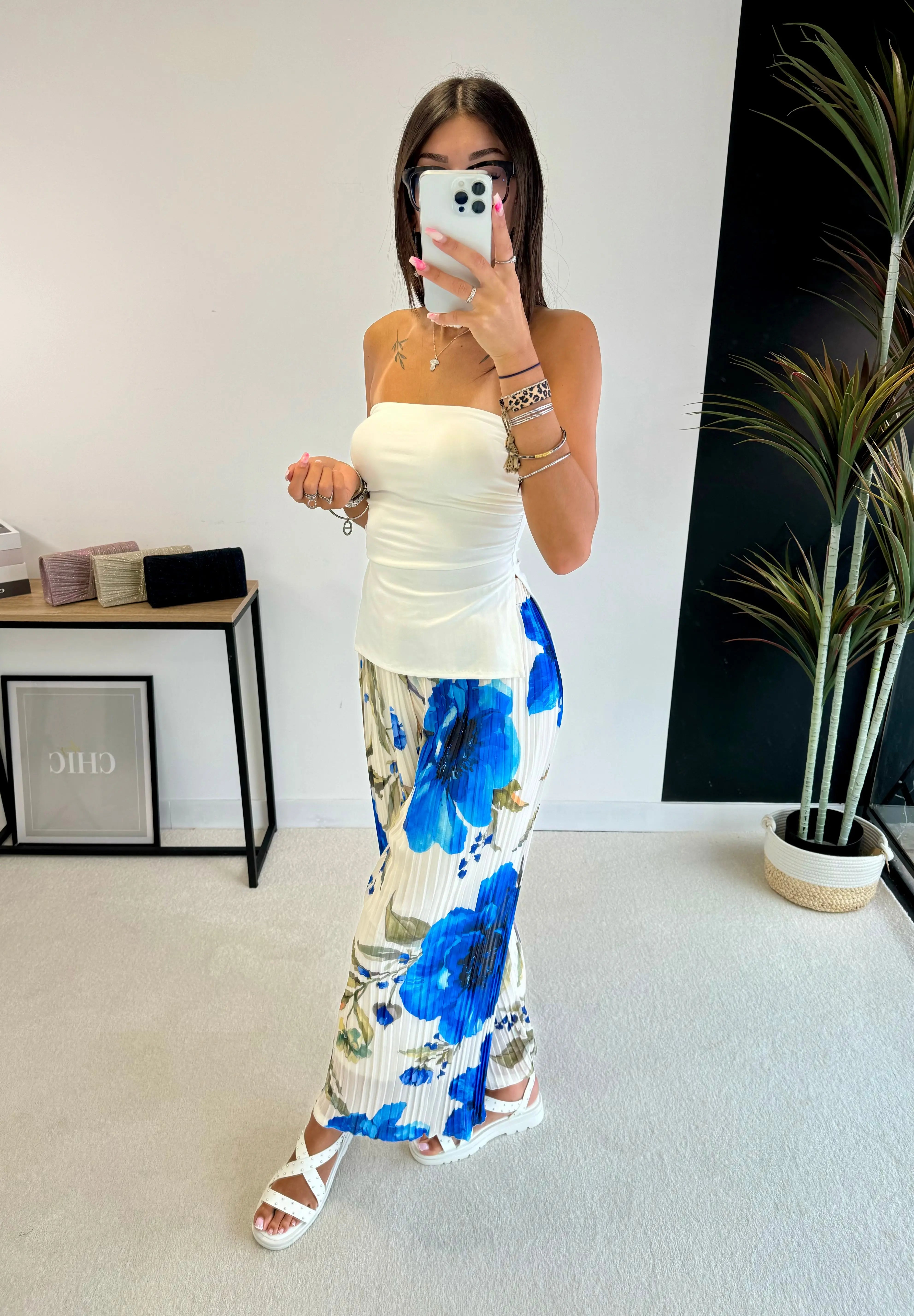 Pantalon plissé à motifs fleurs DS.Sélection