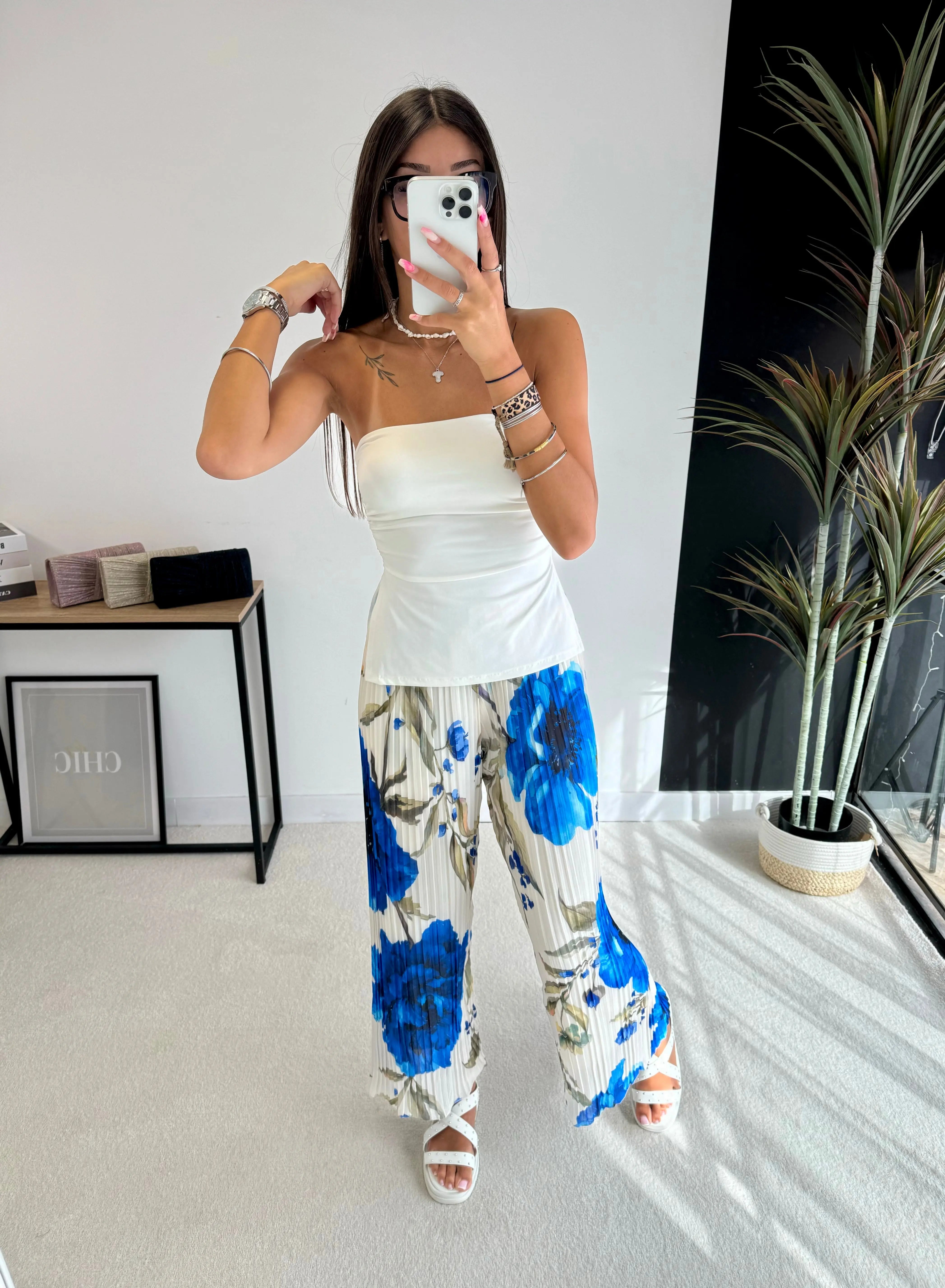 Pantalon plissé à motifs fleurs DS.Sélection