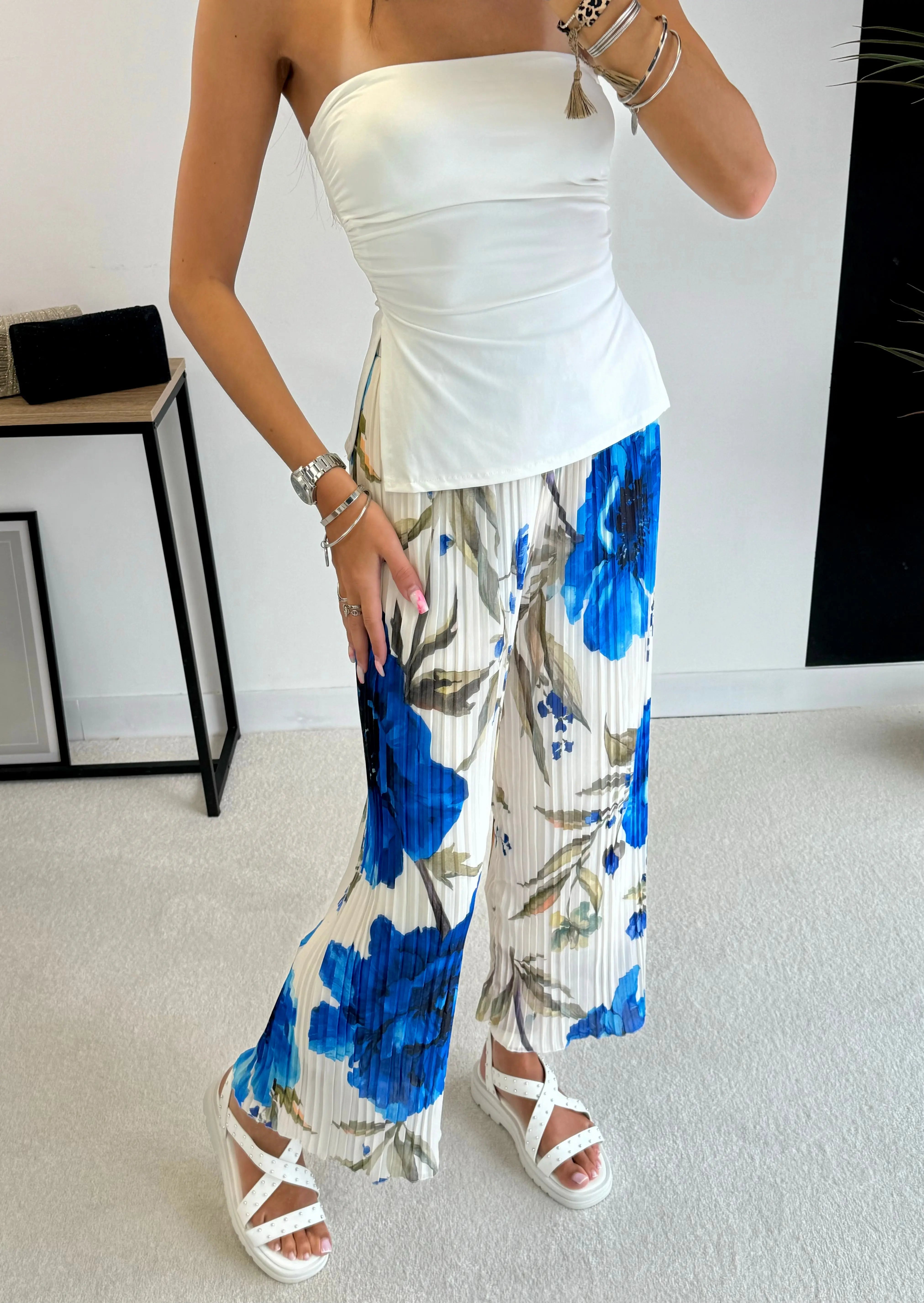 Pantalon plissé à motifs fleurs DS.Sélection