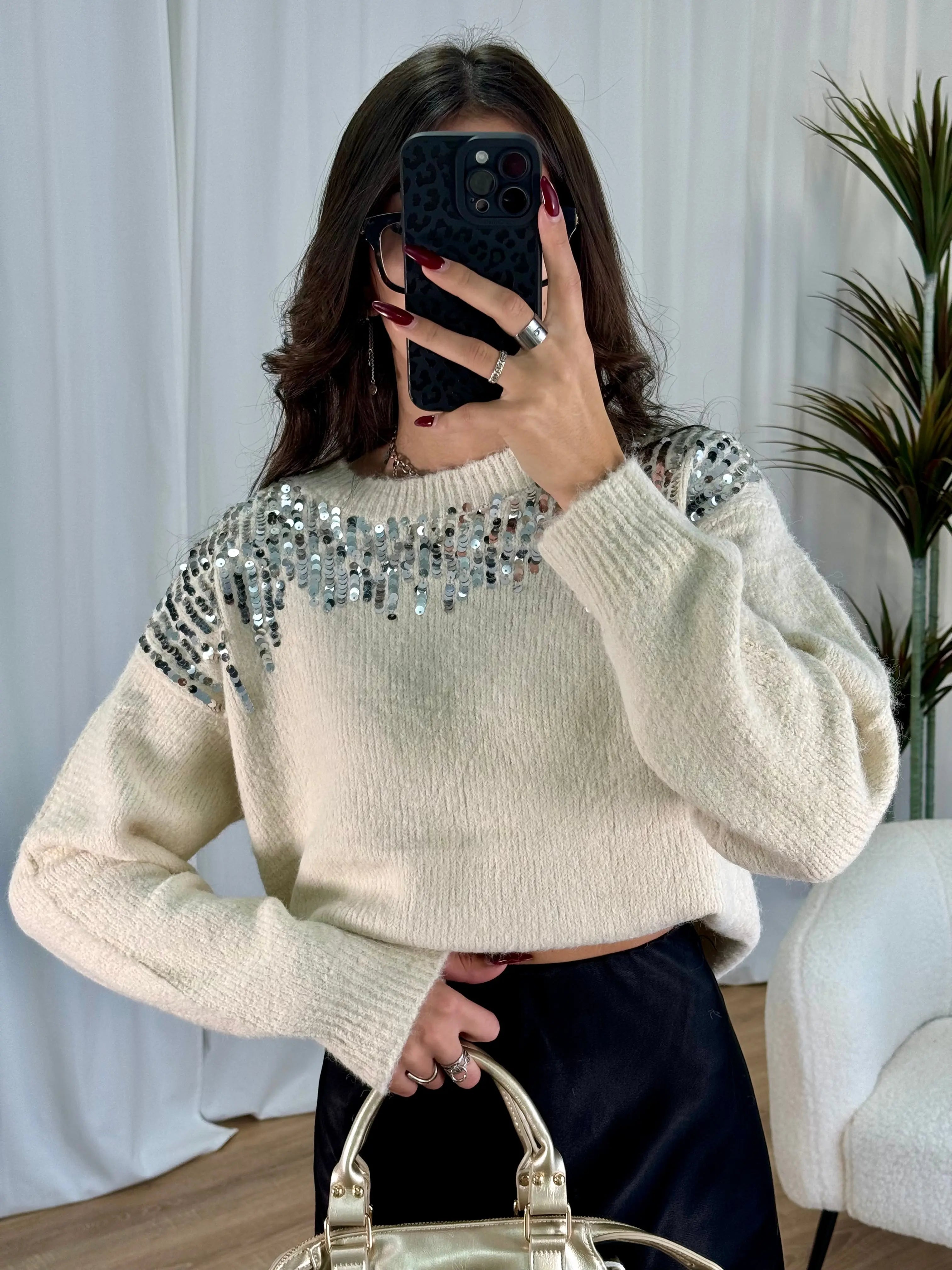 Pull écru à sequins DS.Sélection