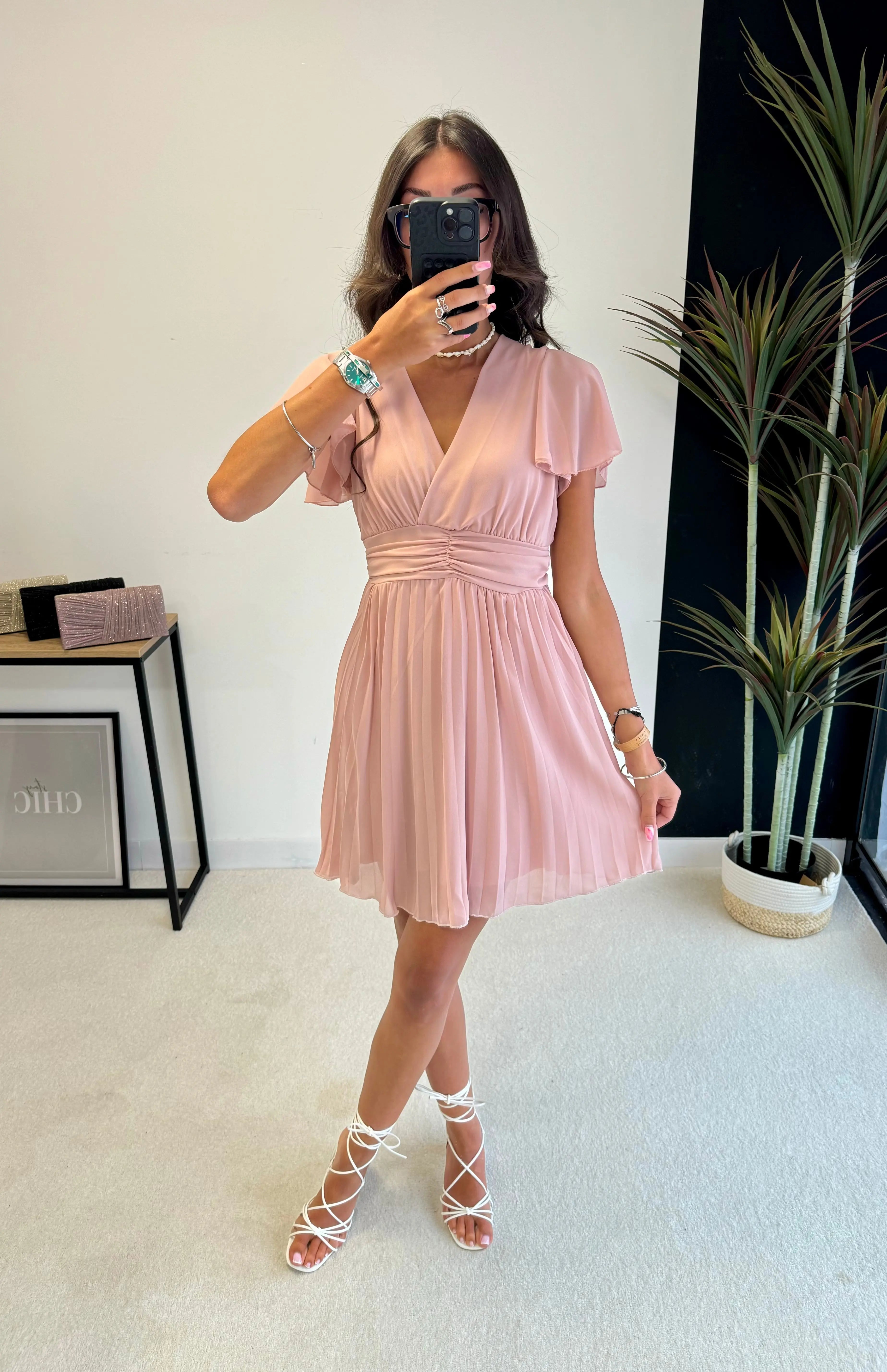 Robe courte plissée DS.Sélection