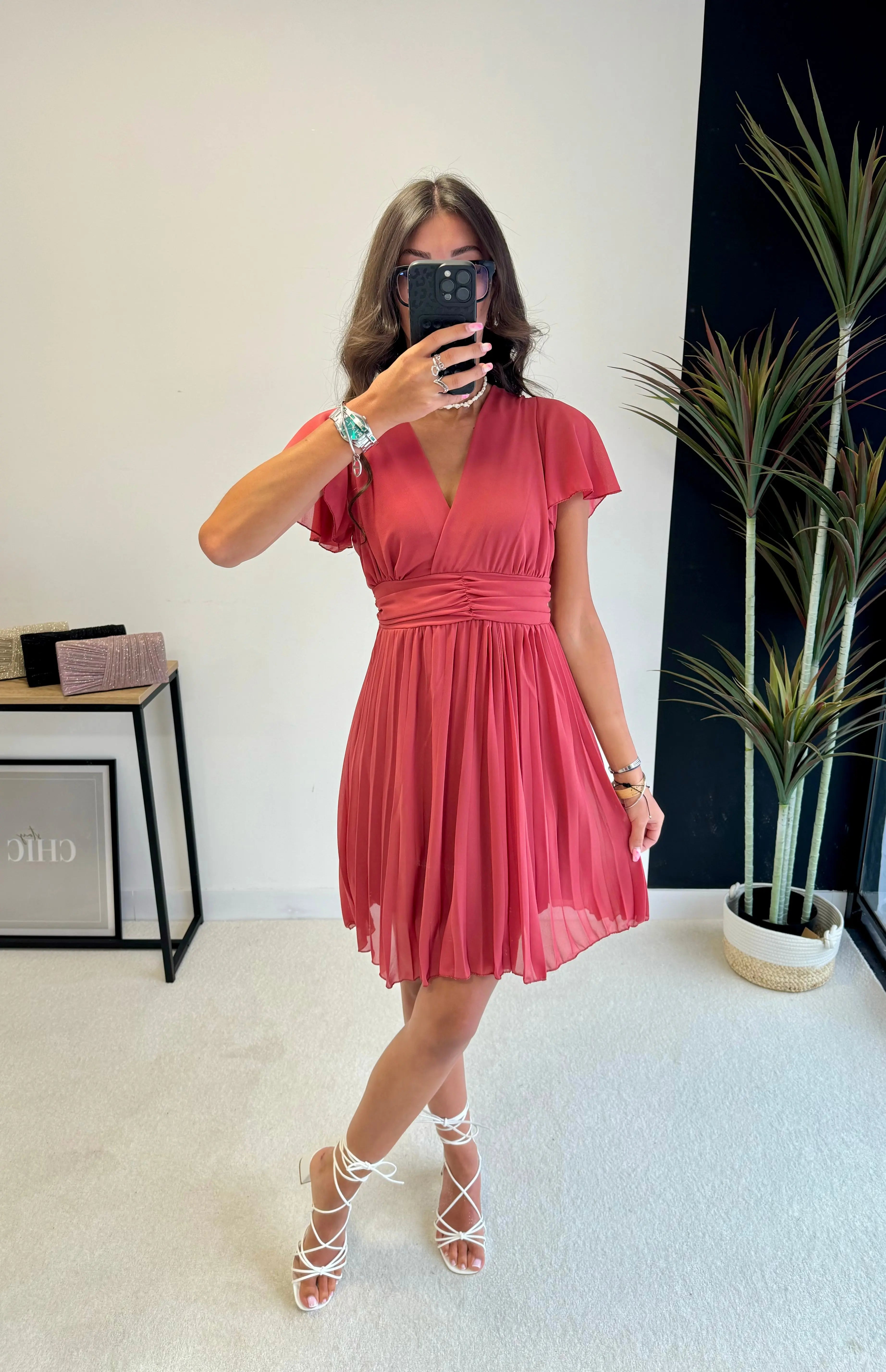 Robe courte plissée DS.Sélection