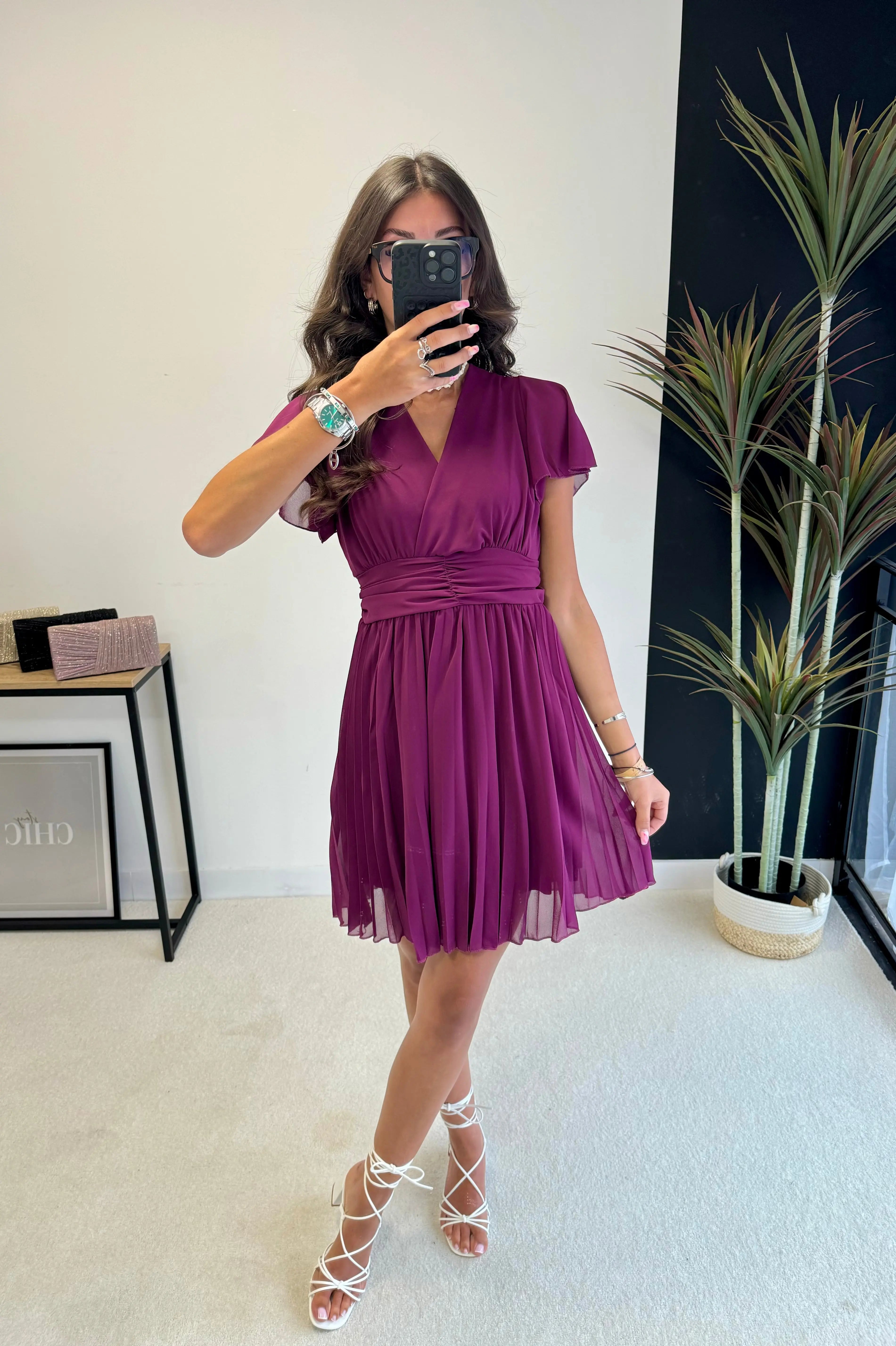 Robe courte plissée DS.Sélection