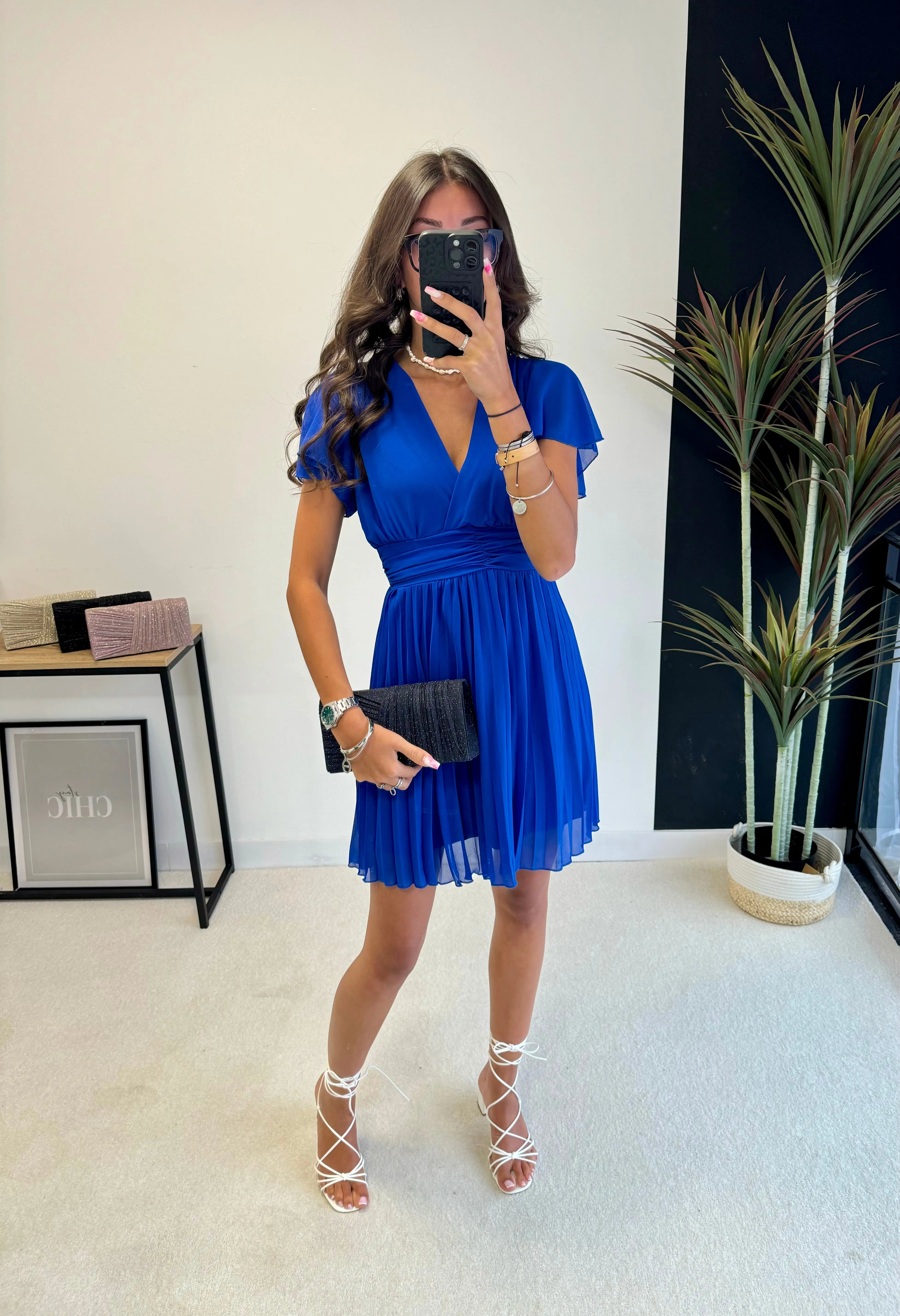 Robe courte plissée DS.Sélection