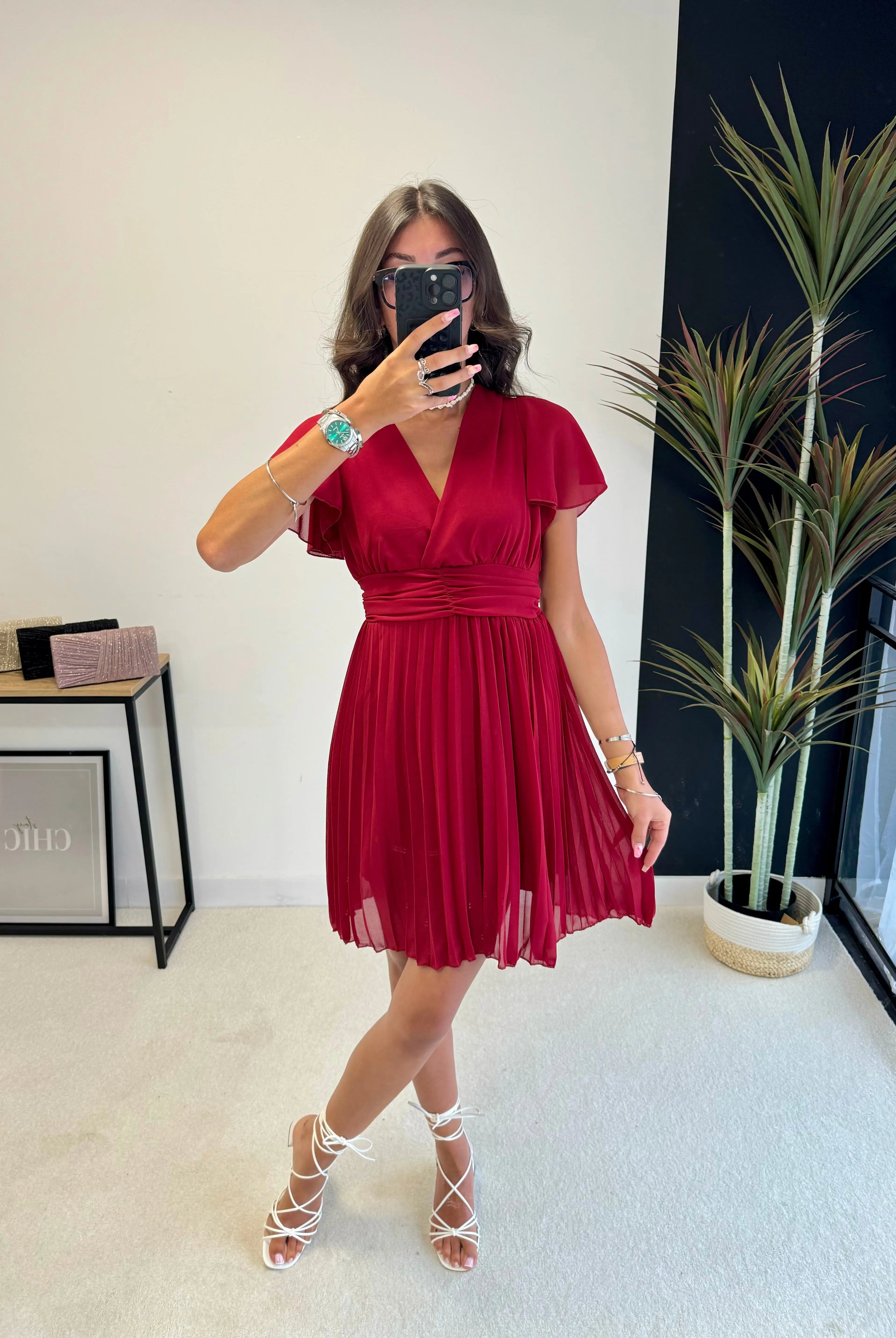 Robe courte plissée DS.Sélection
