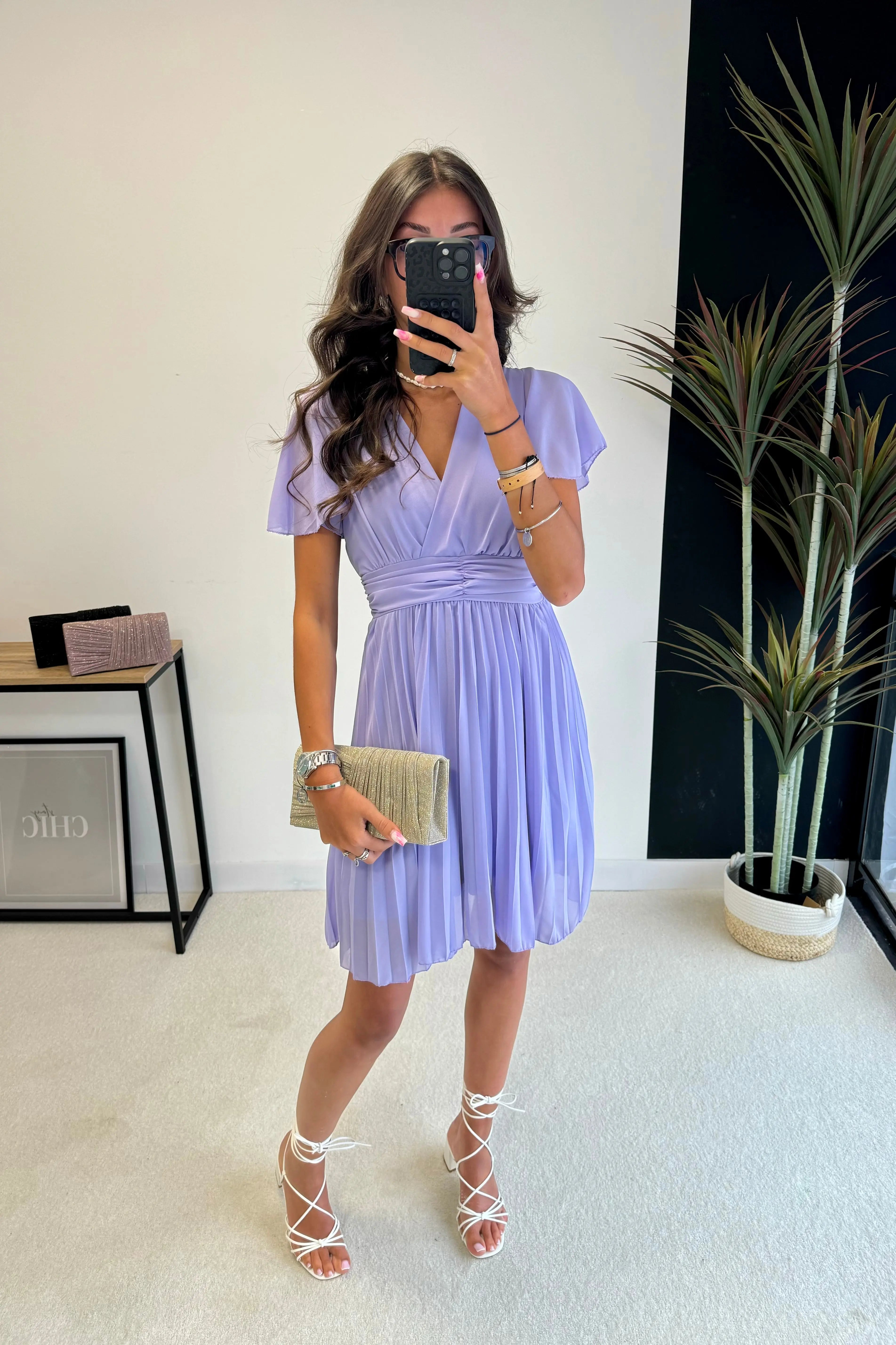 Robe courte plissée DS.Sélection