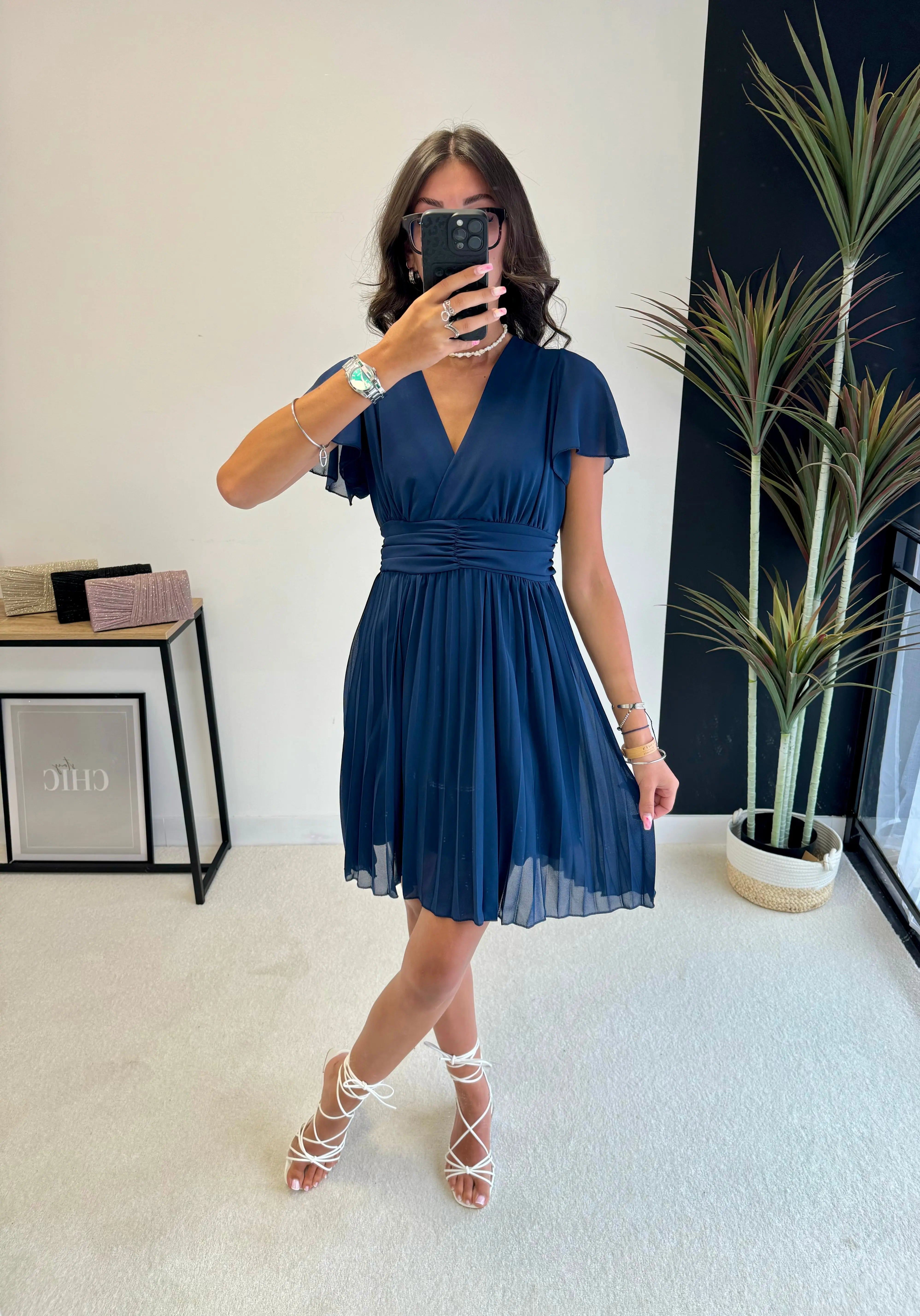 Robe courte plissée DS.Sélection