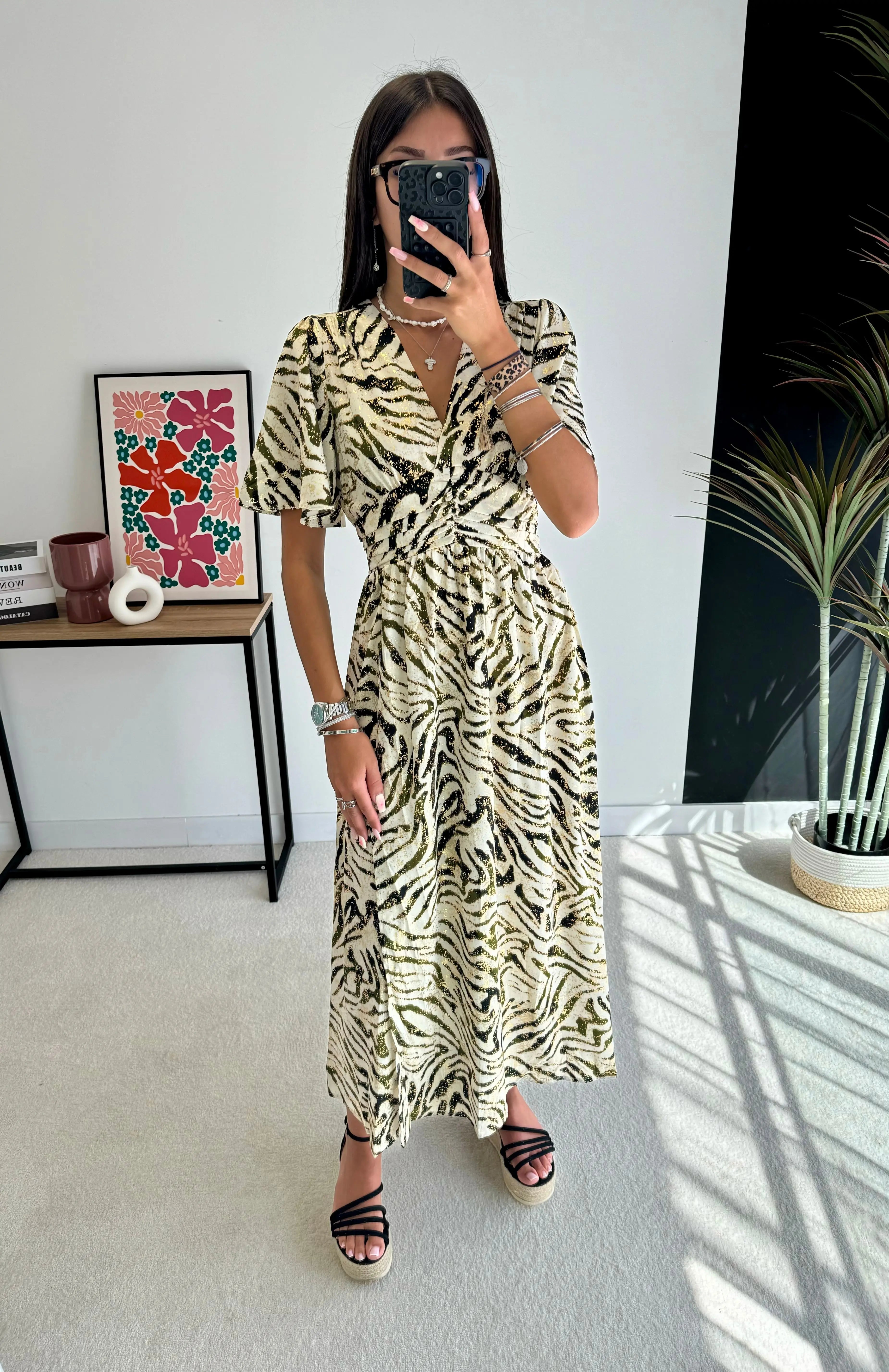 Robe zébrée kaki DS.Sélection