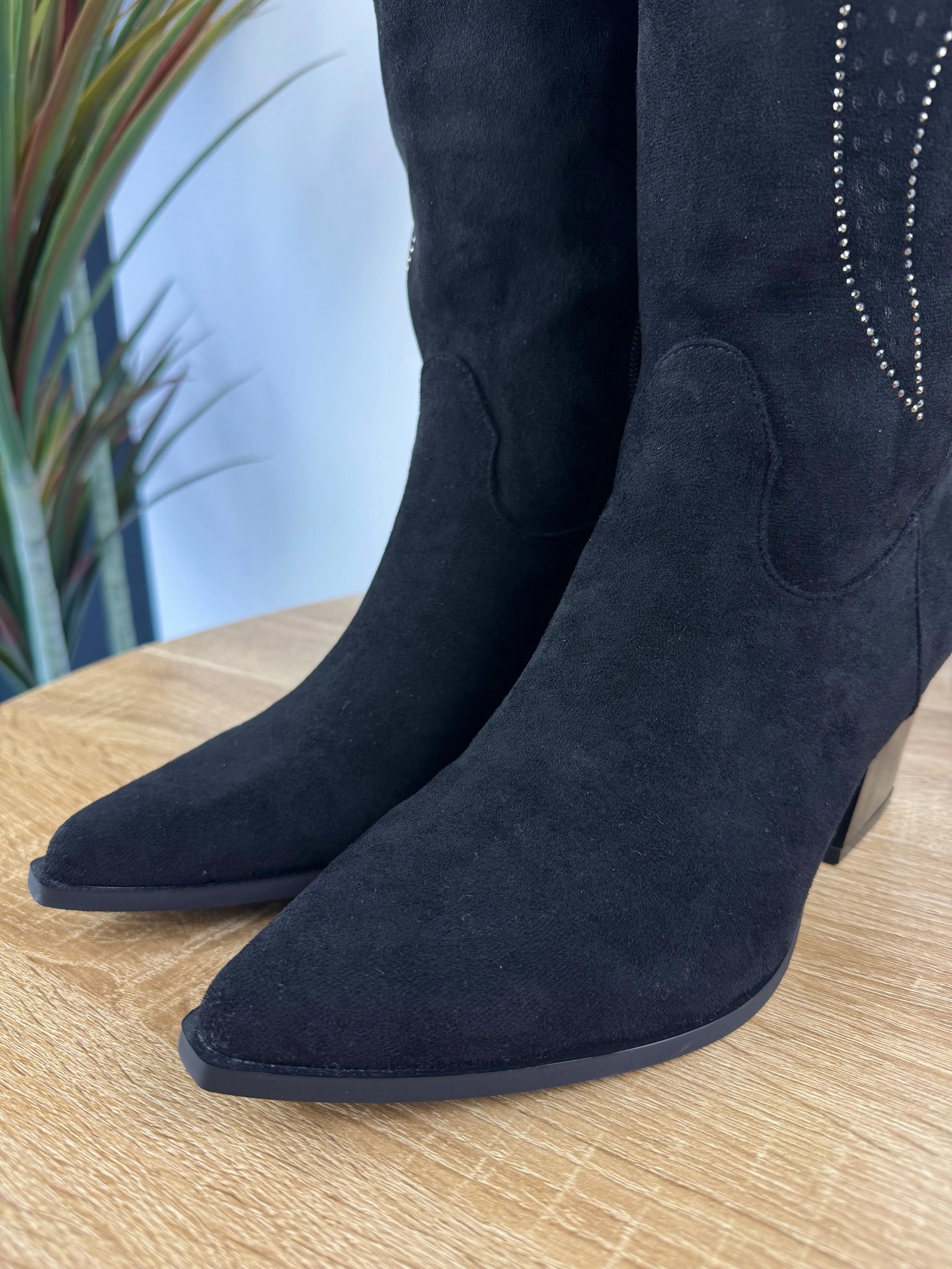 Santiags noires à strass DS.Sélection