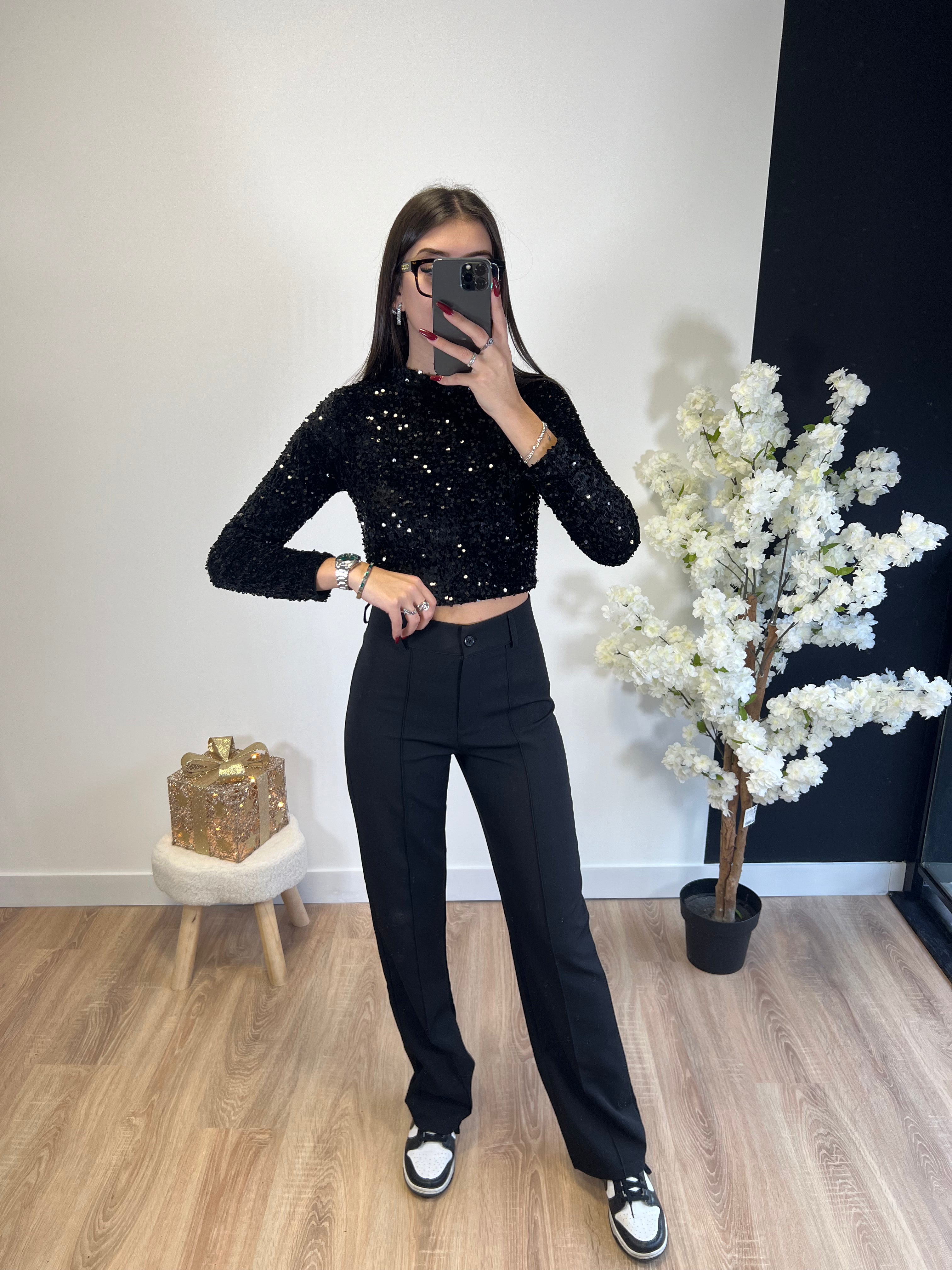 Top à sequins noir DS.Sélection