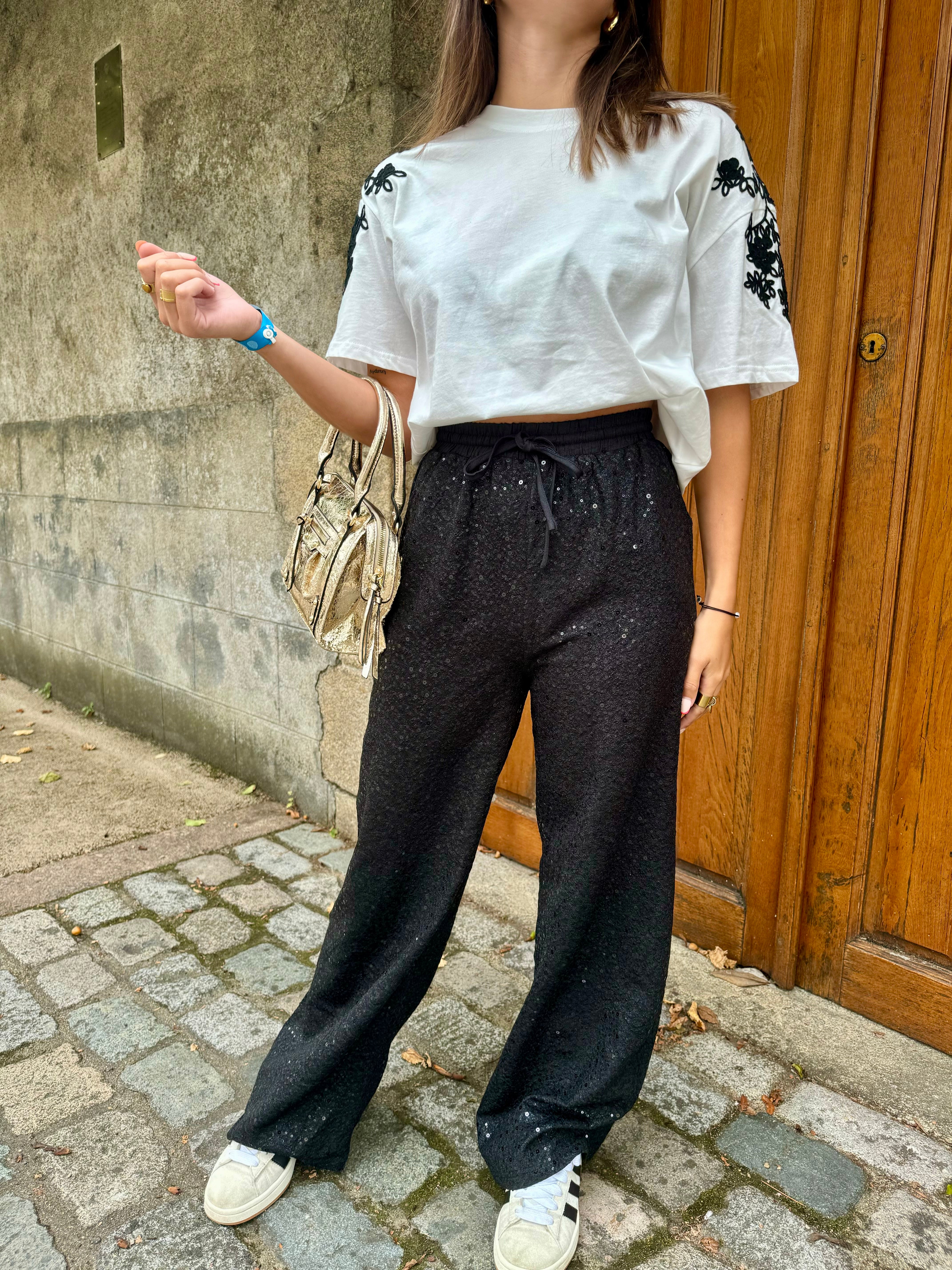 Pantalon sequins noir