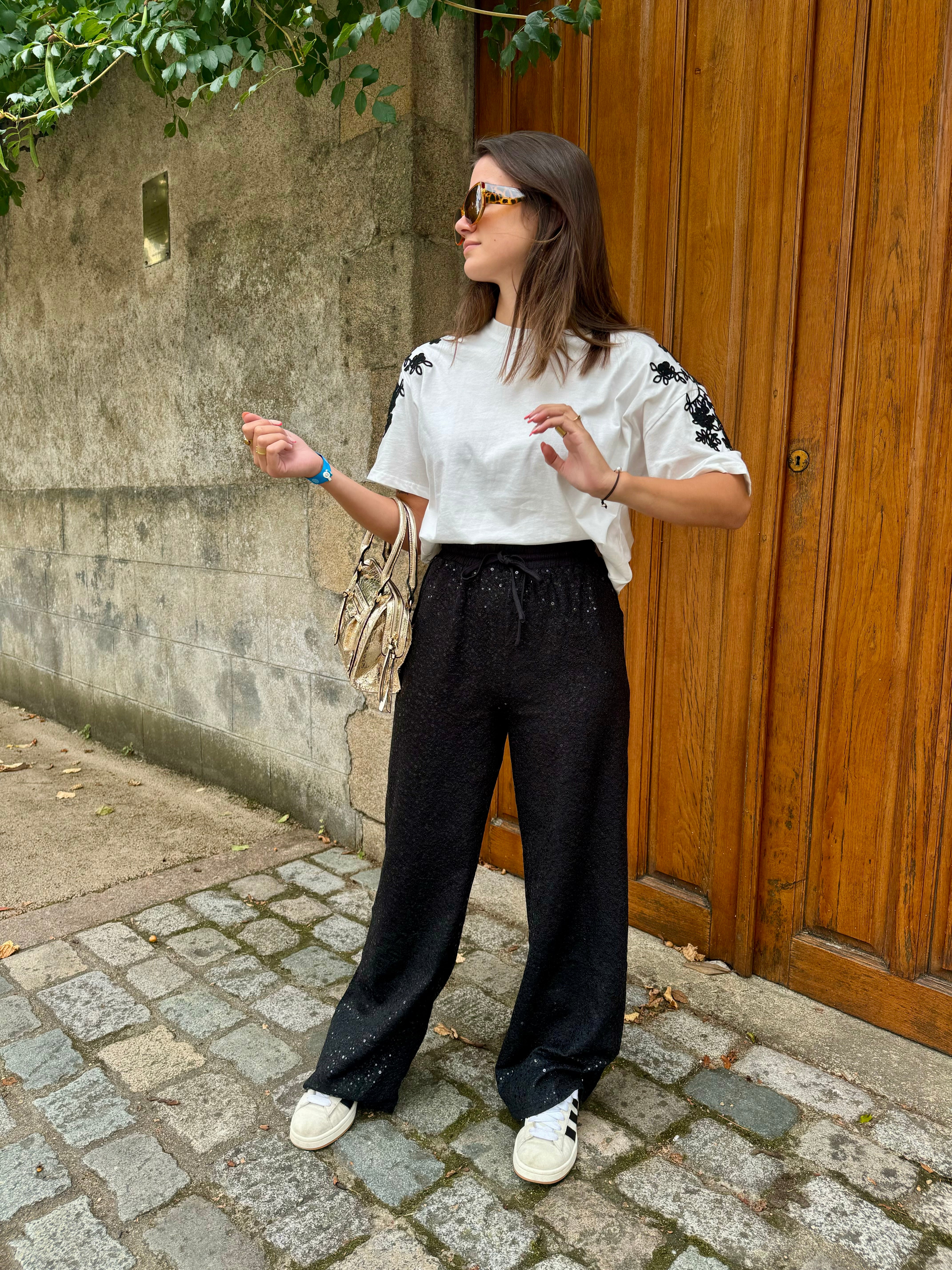 Pantalon sequins noir