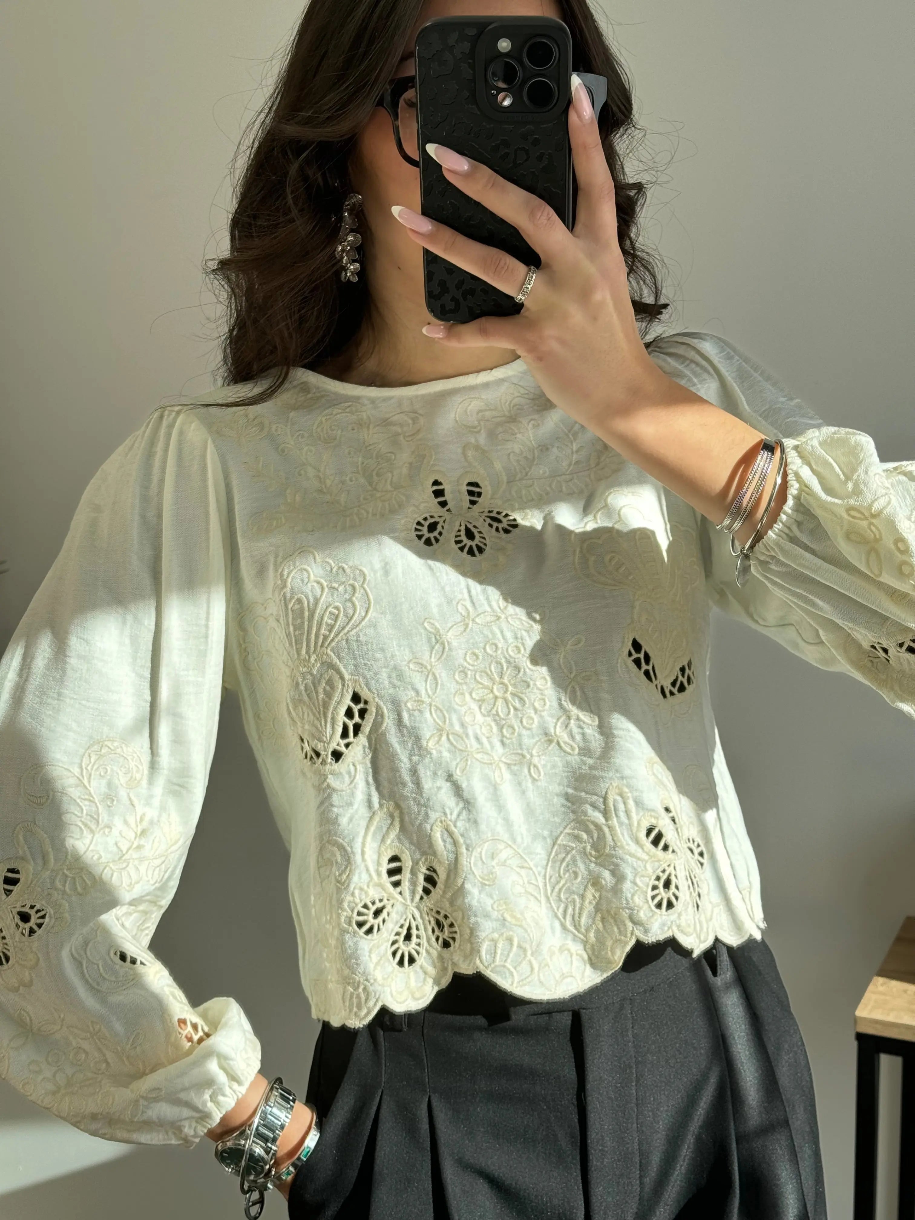 Blouse écrue brodée DS.Sélection