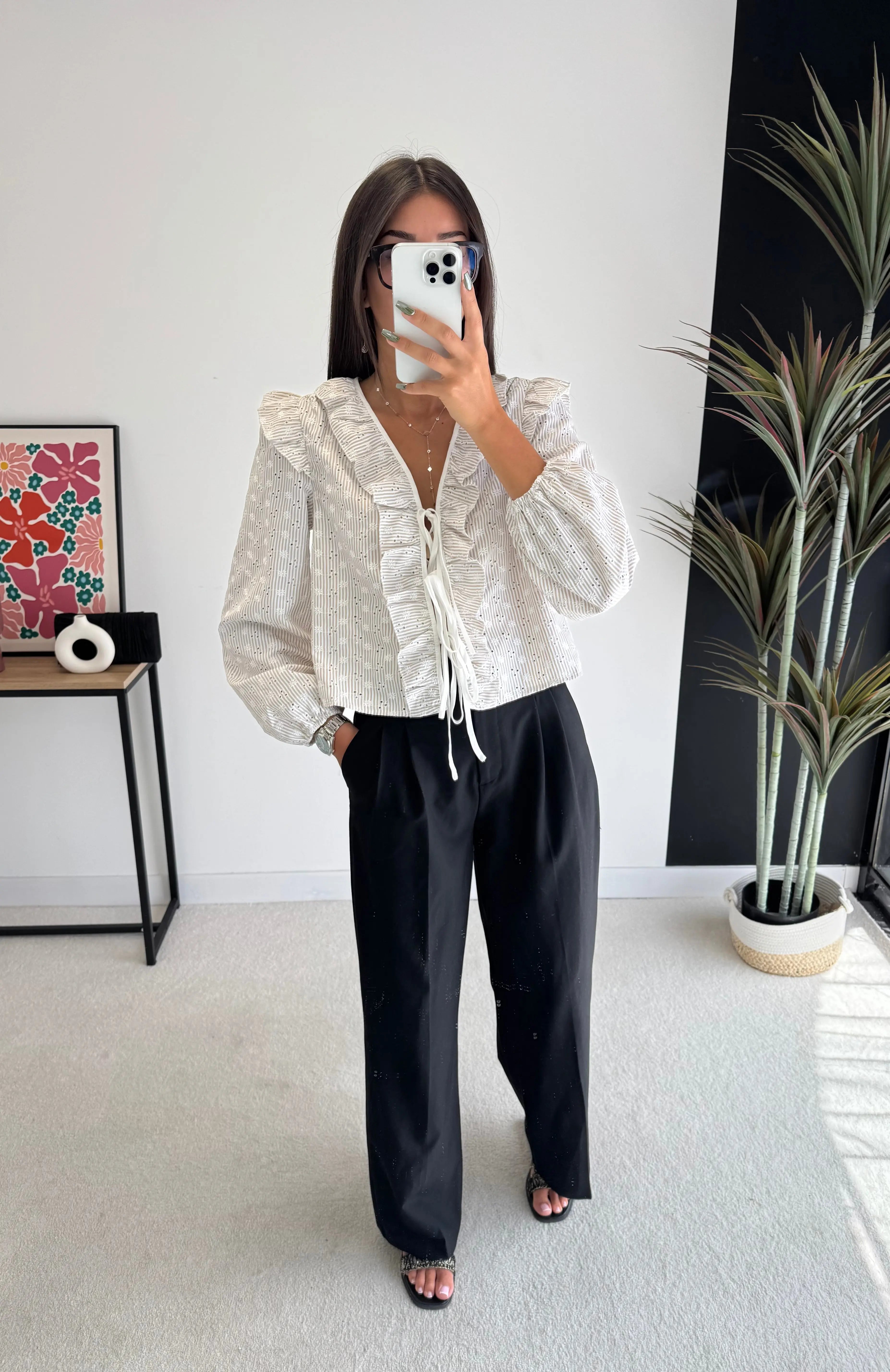 Blouse taupe à fleurs DS.Sélection