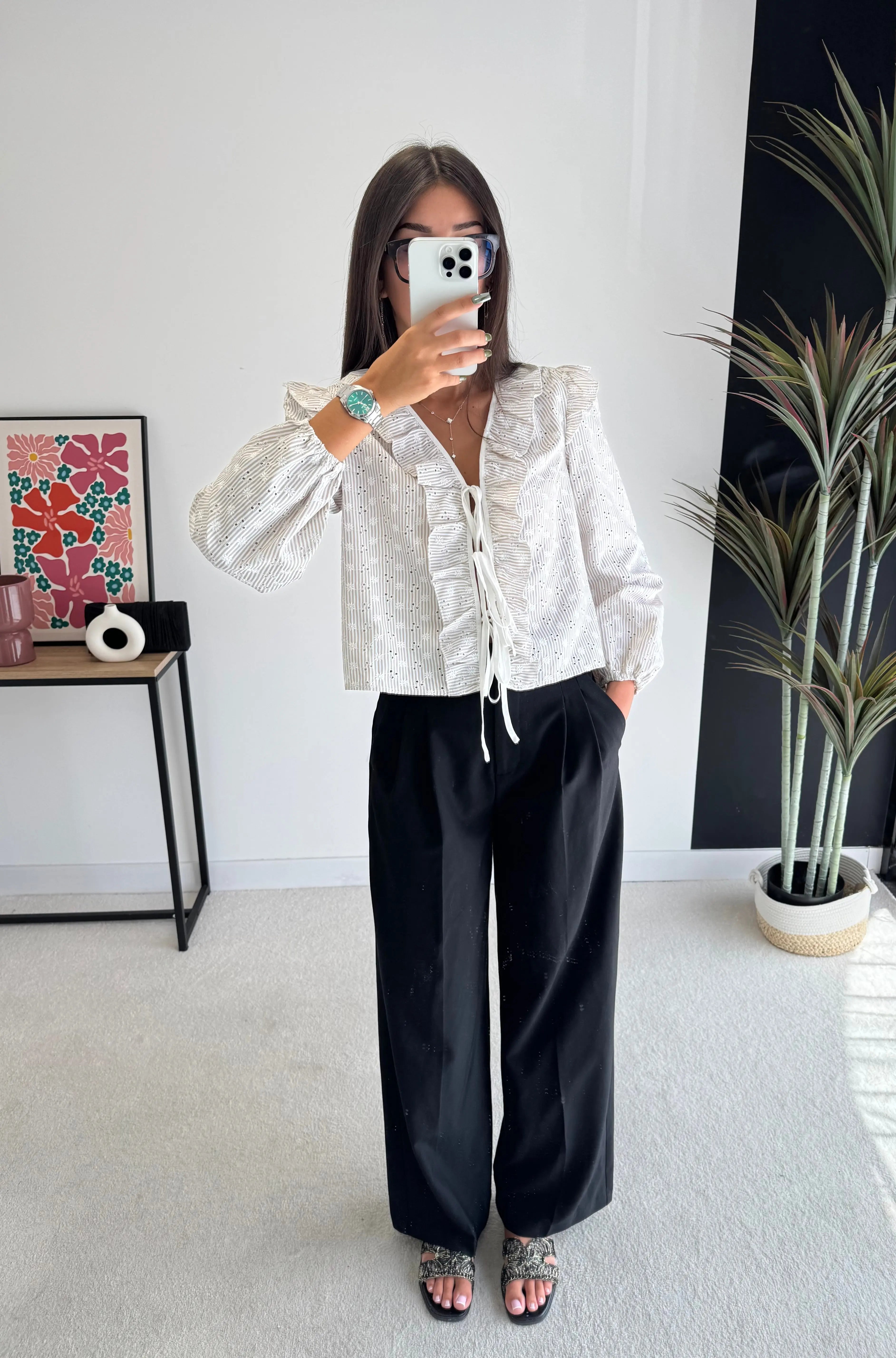 Blouse taupe à fleurs DS.Sélection
