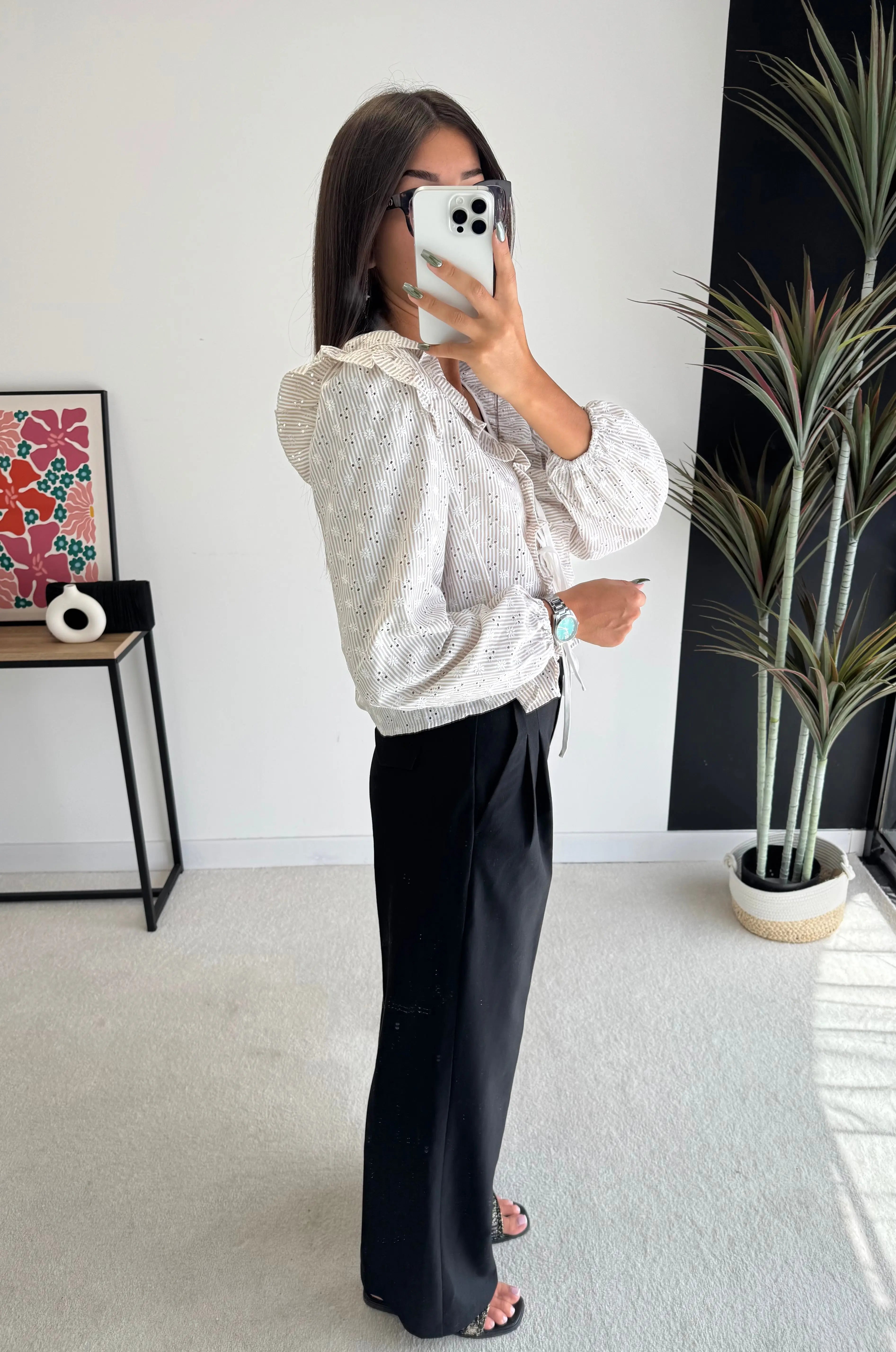 Blouse taupe à fleurs DS.Sélection