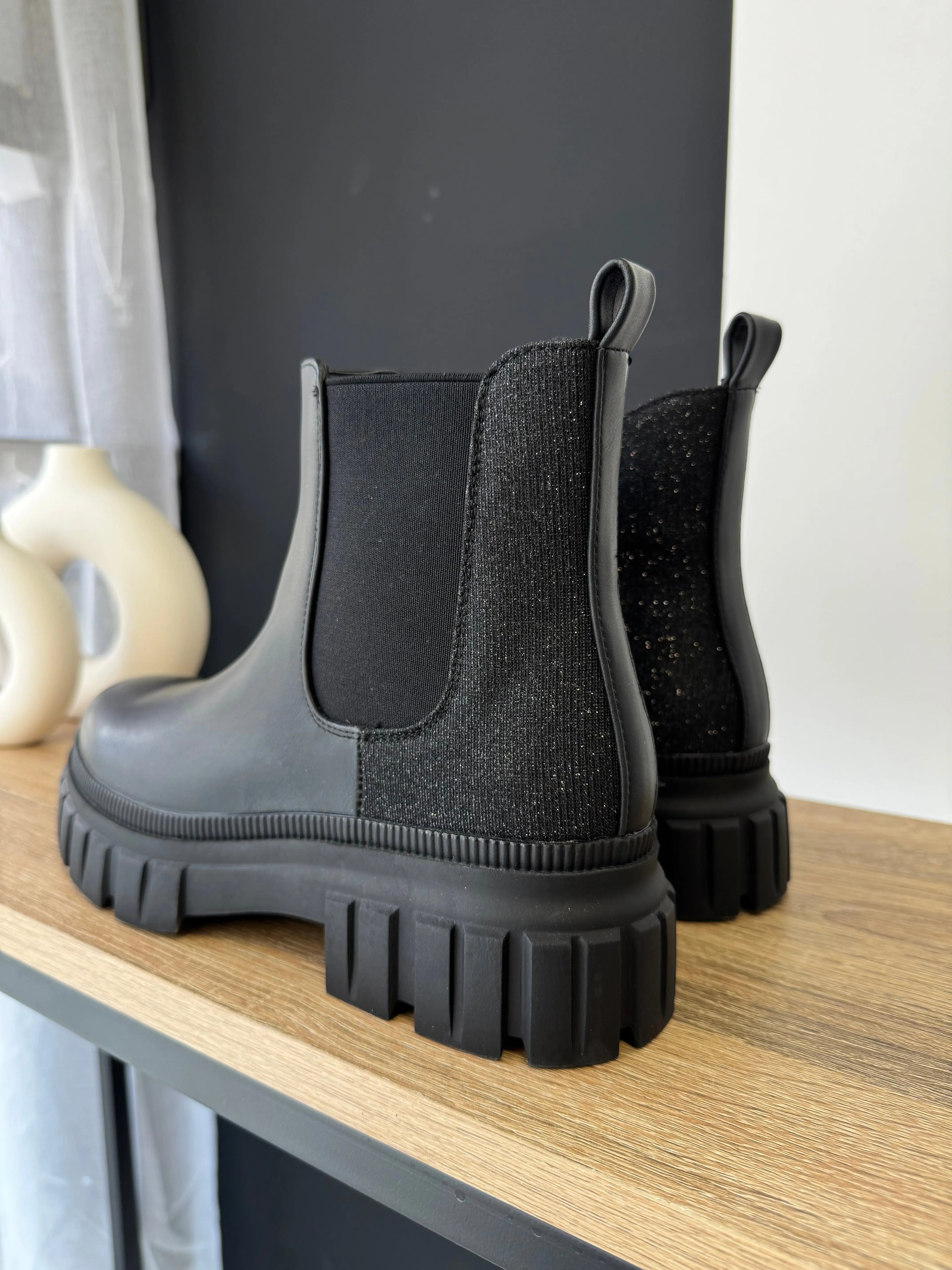 Bottines pailletées noires DS.Sélection