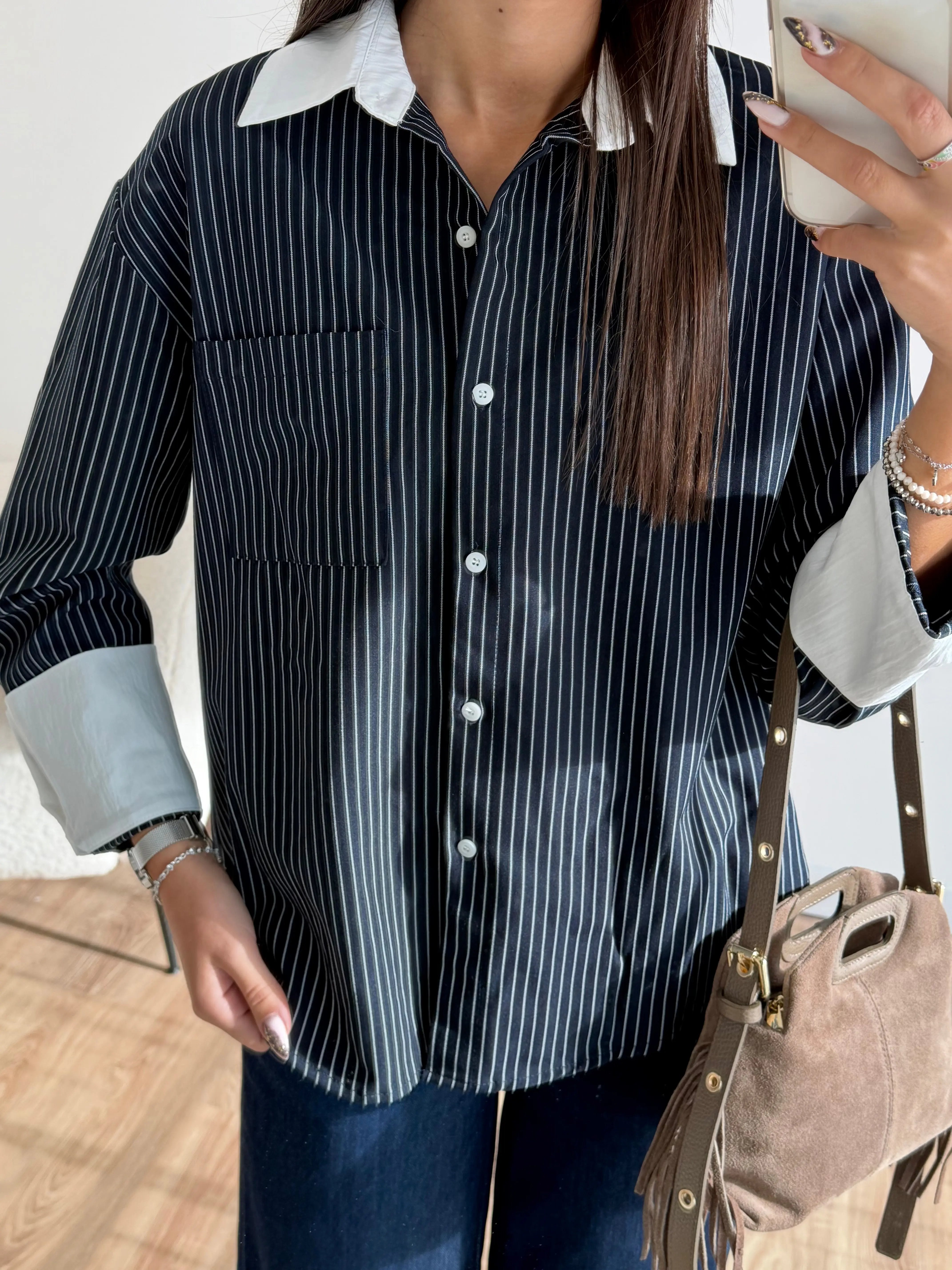 Chemise rayée bleu marine DS.Sélection