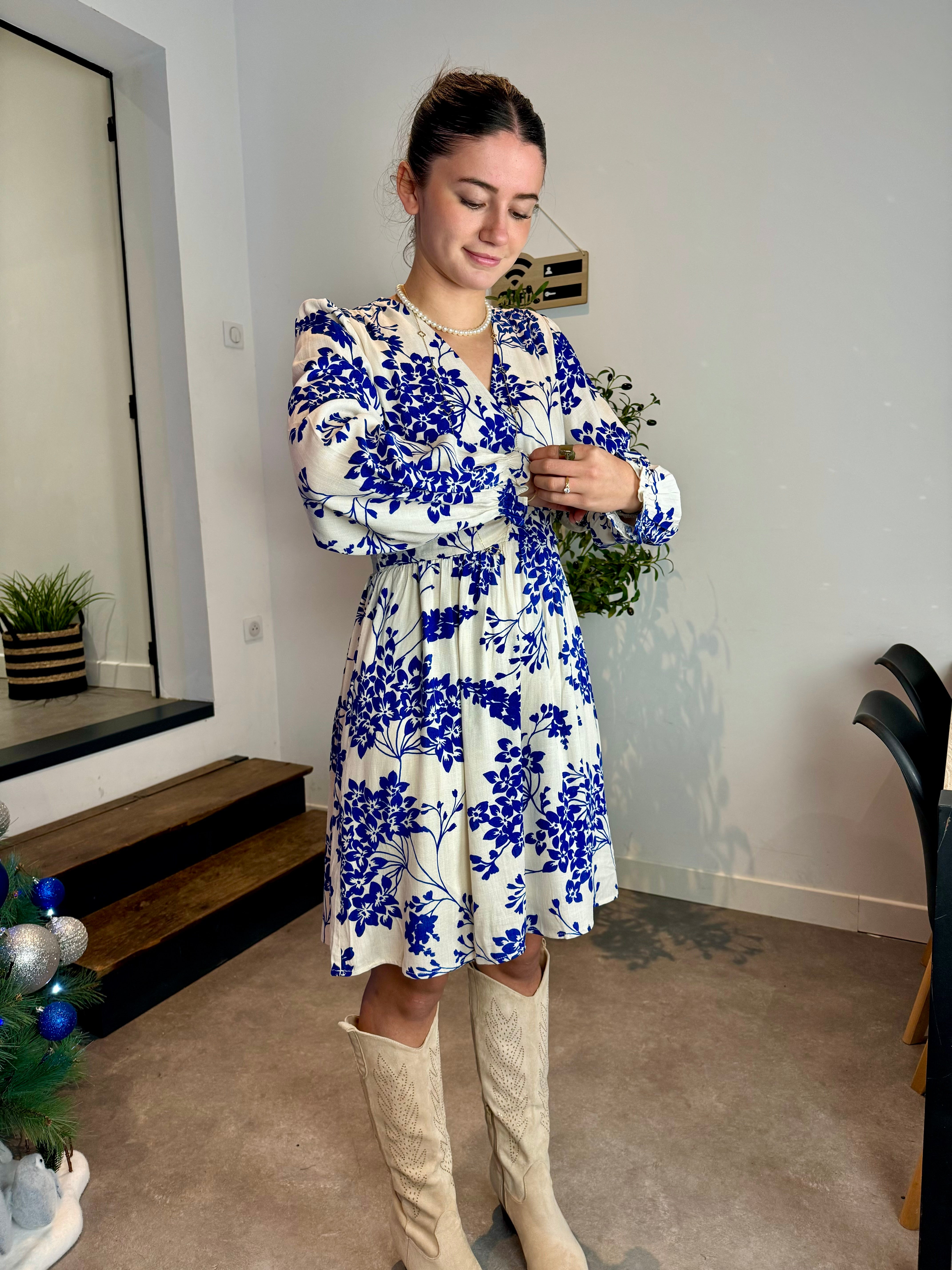 Robe à motifs bleu