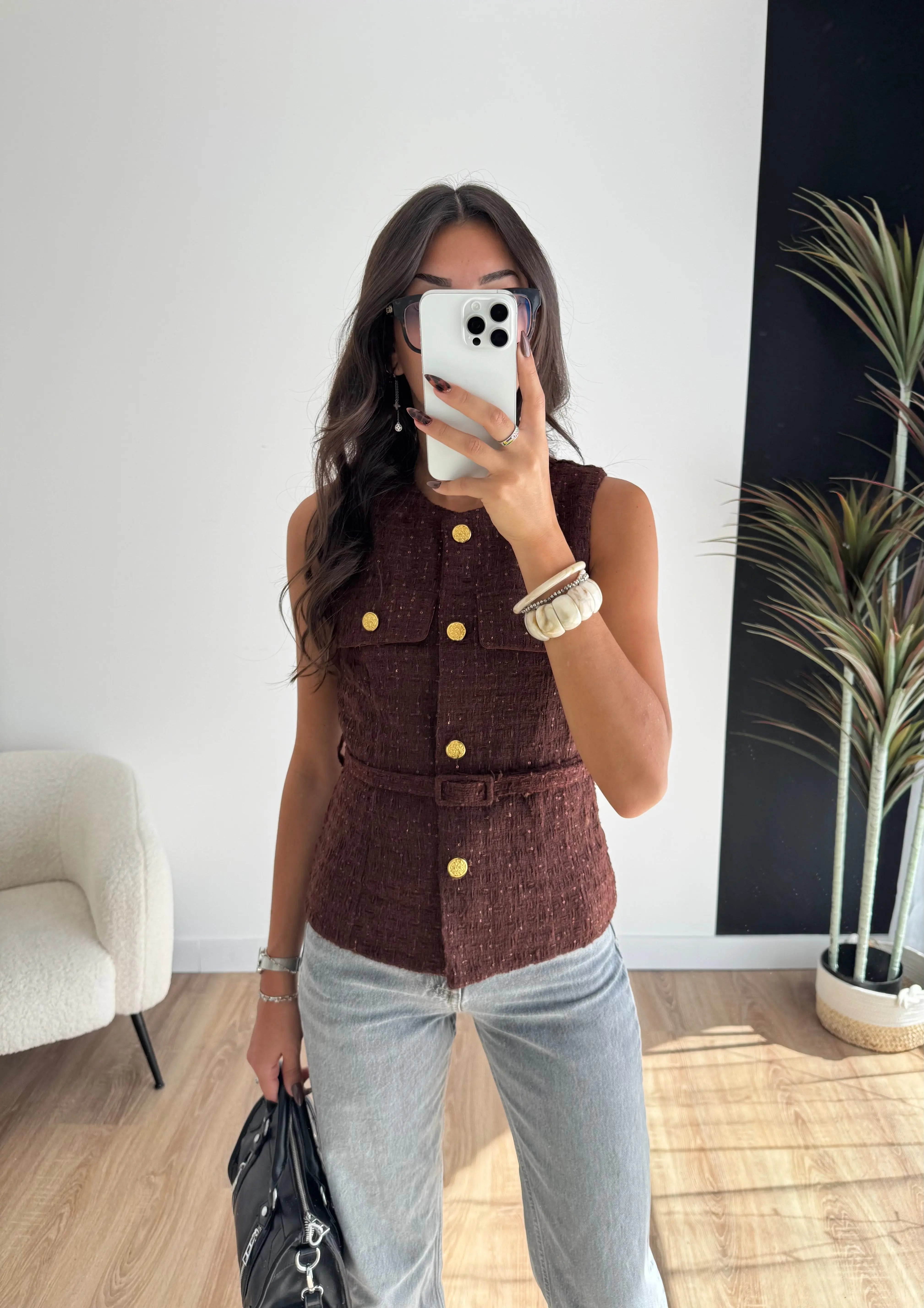 Haut en tweed choco DS.Sélection