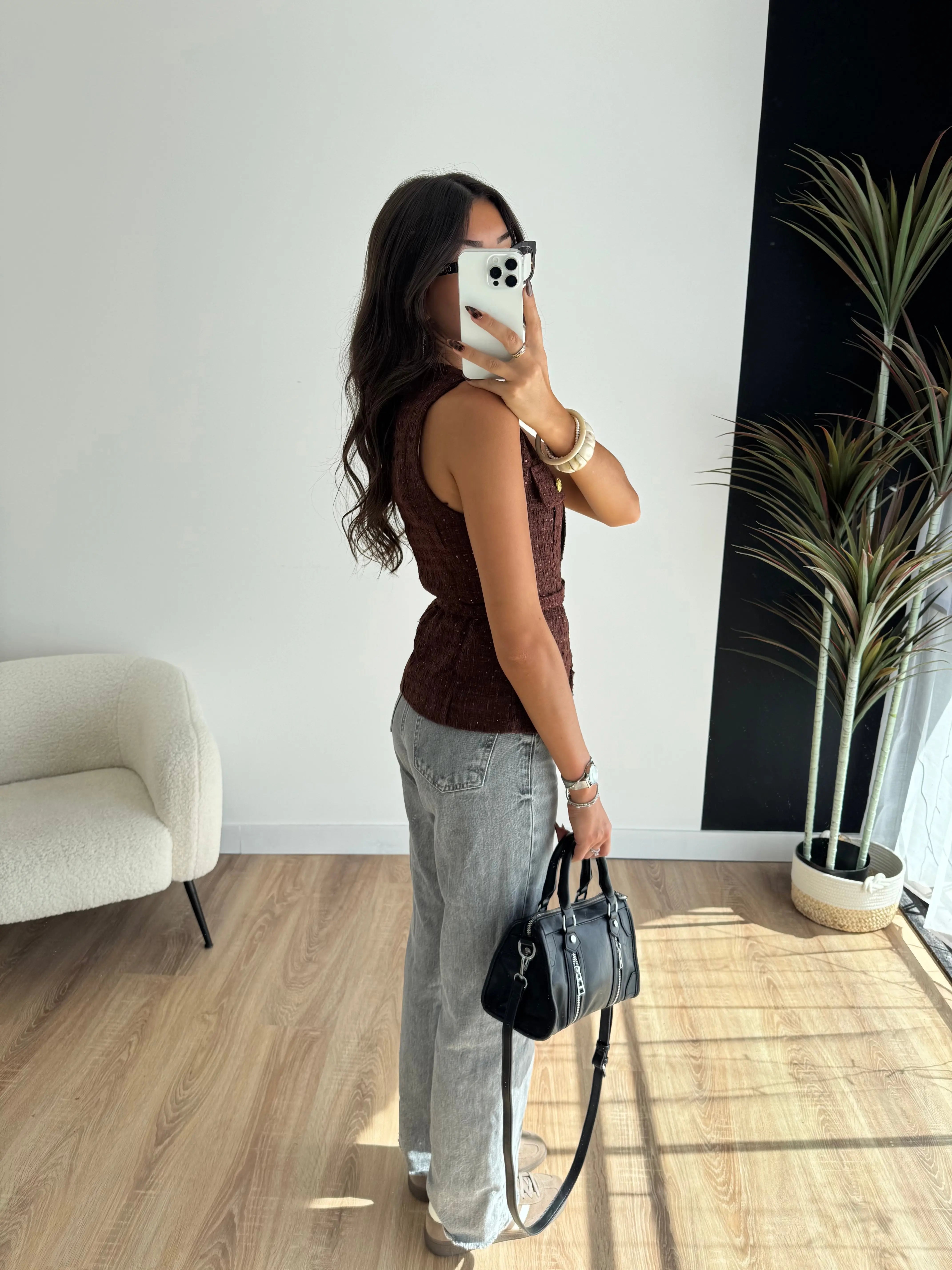 Haut en tweed choco DS.Sélection