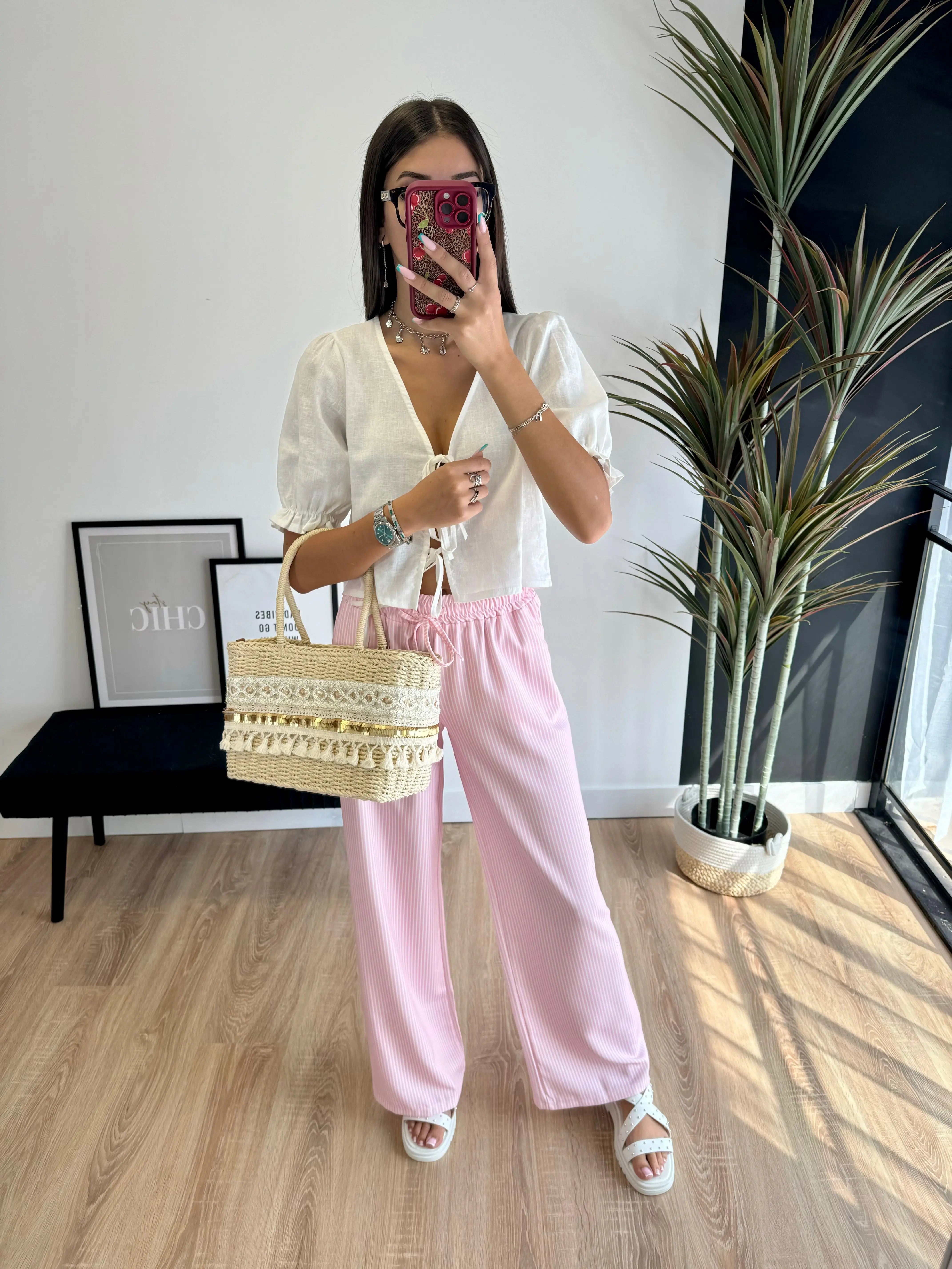 Pantalon à rayures rose DS.Sélection