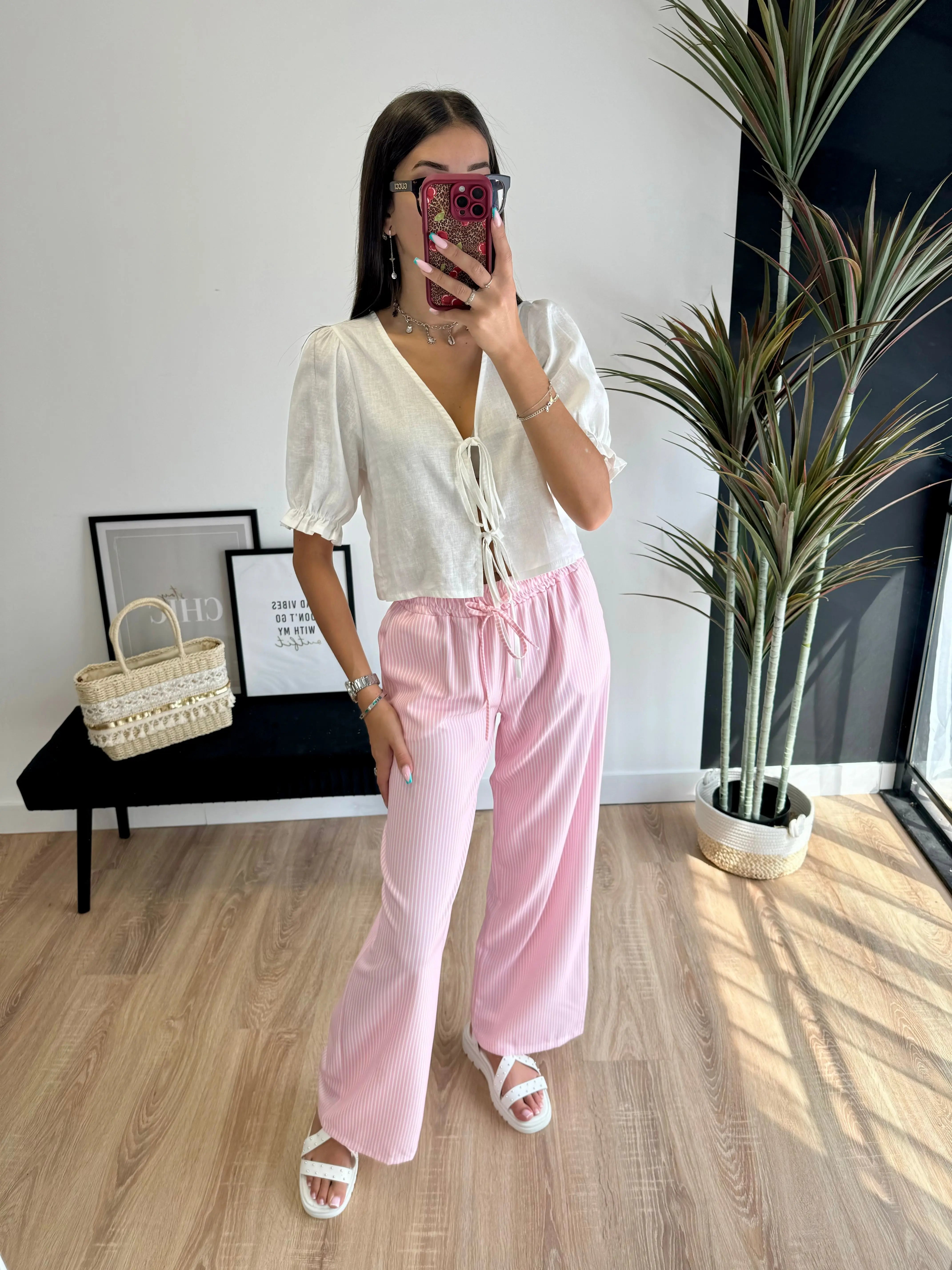 Pantalon à rayures rose DS.Sélection