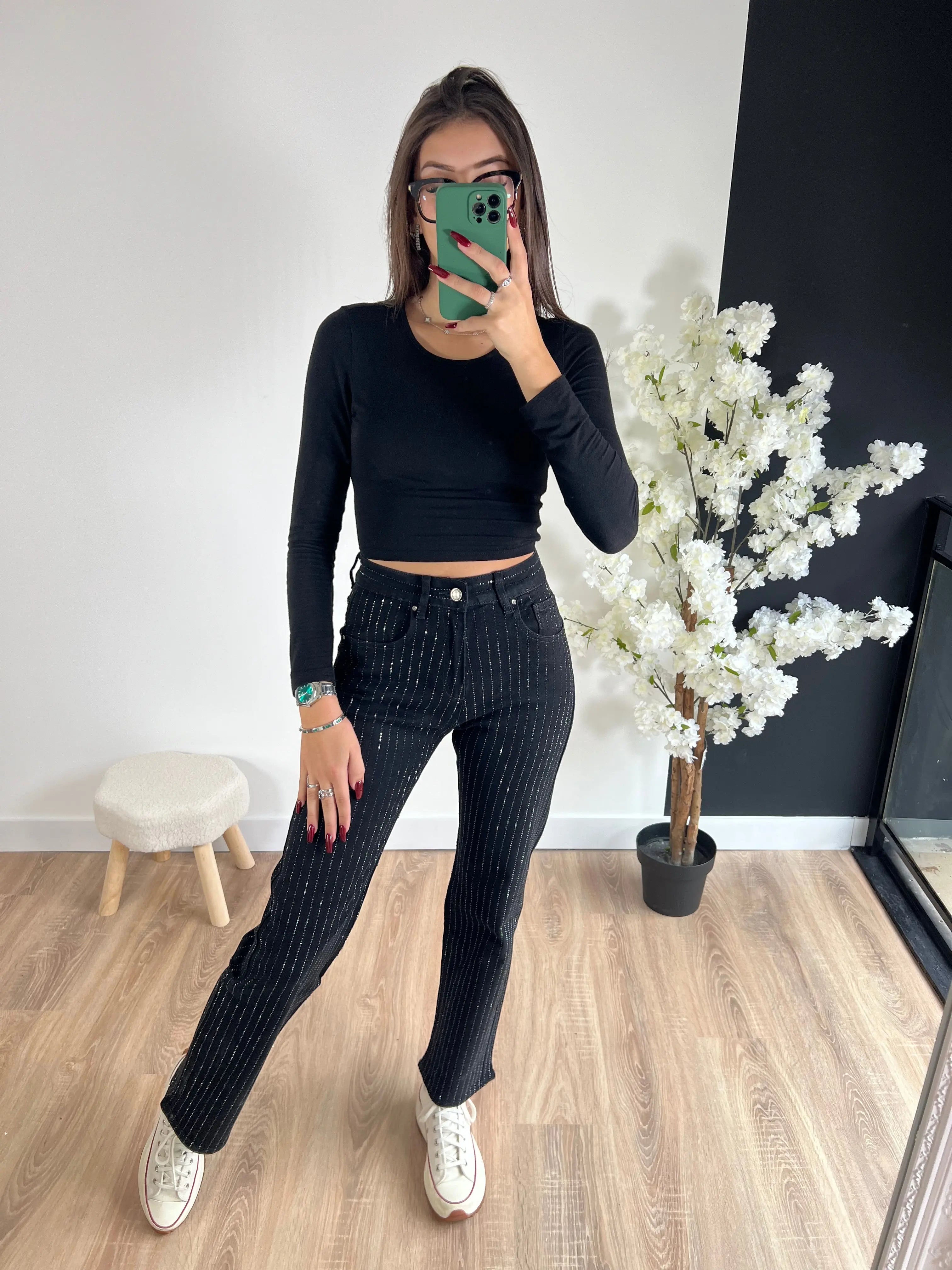 Pantalon à strass noir DS.Sélection