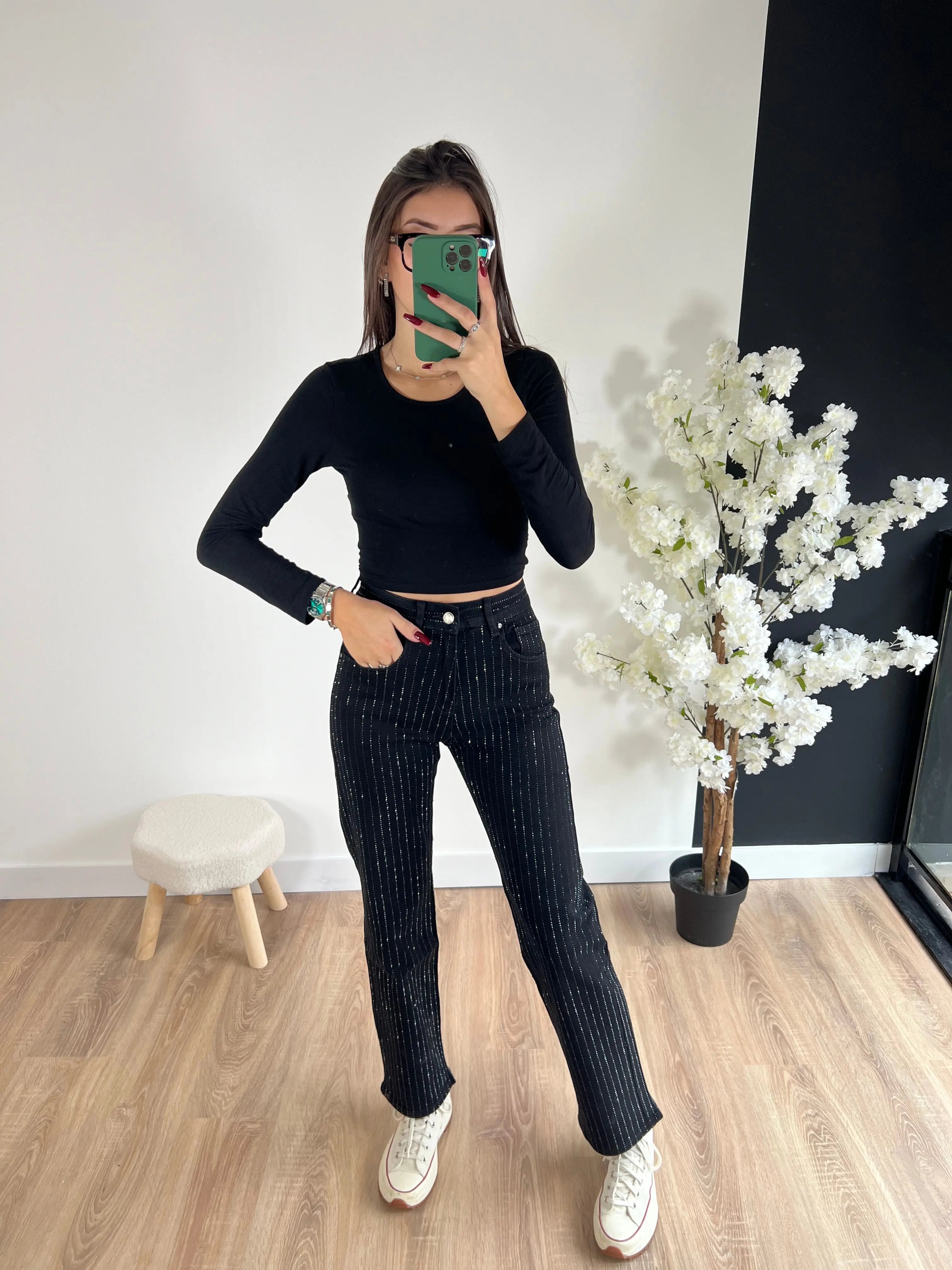 Pantalon à strass noir DS.Sélection