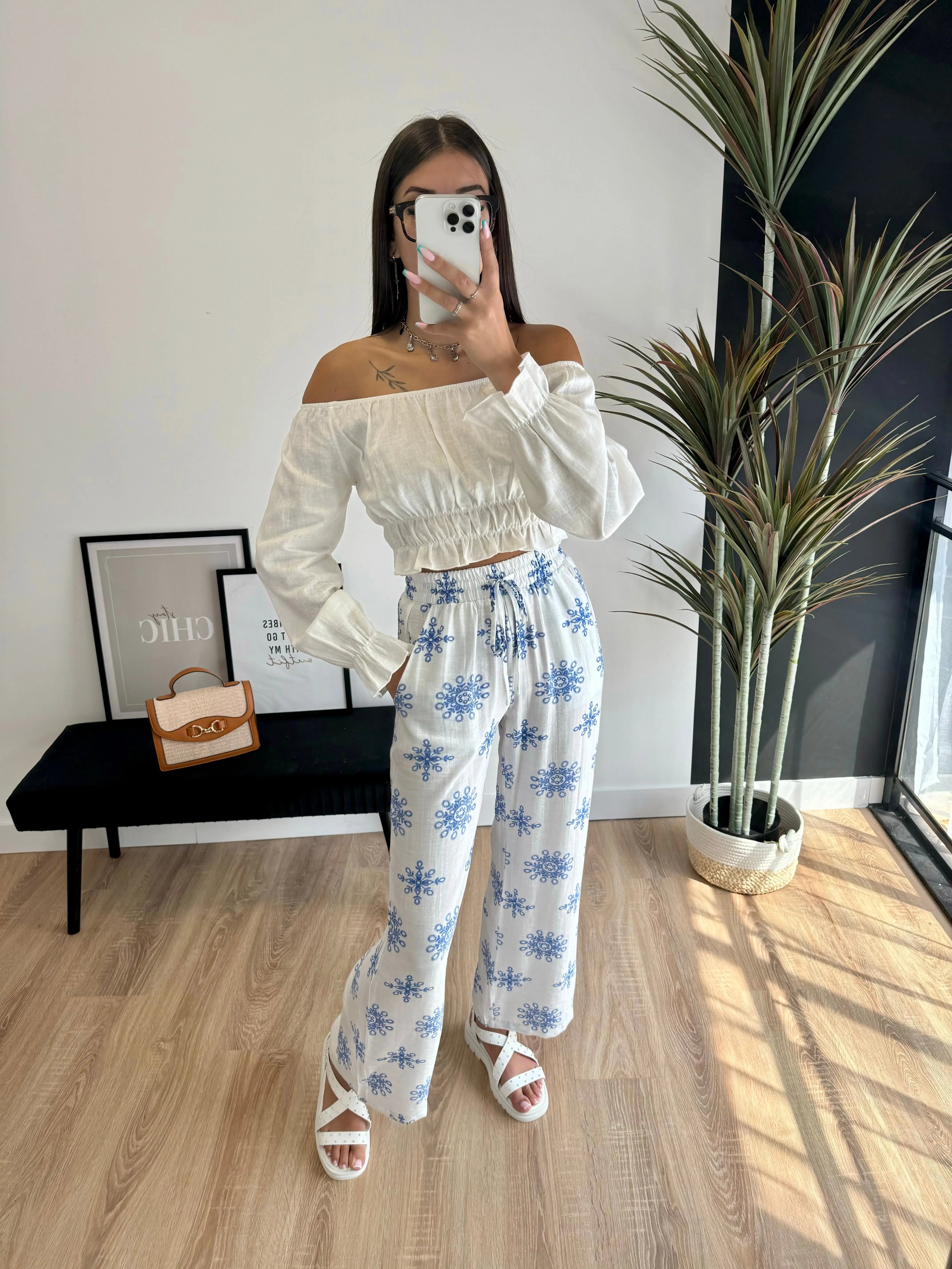 Pantalon blanc à motifs DS.Sélection