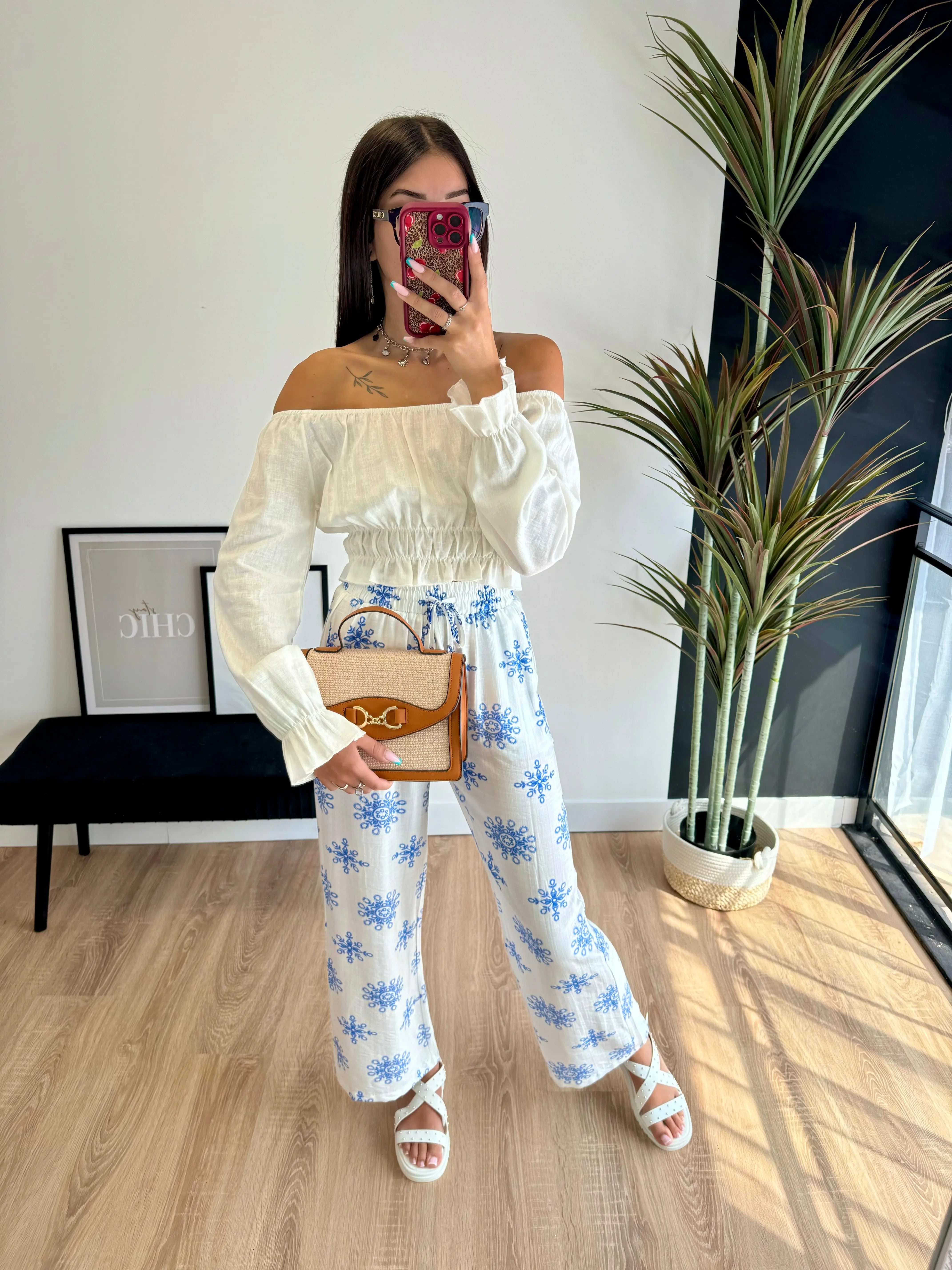 Pantalon blanc à motifs DS.Sélection