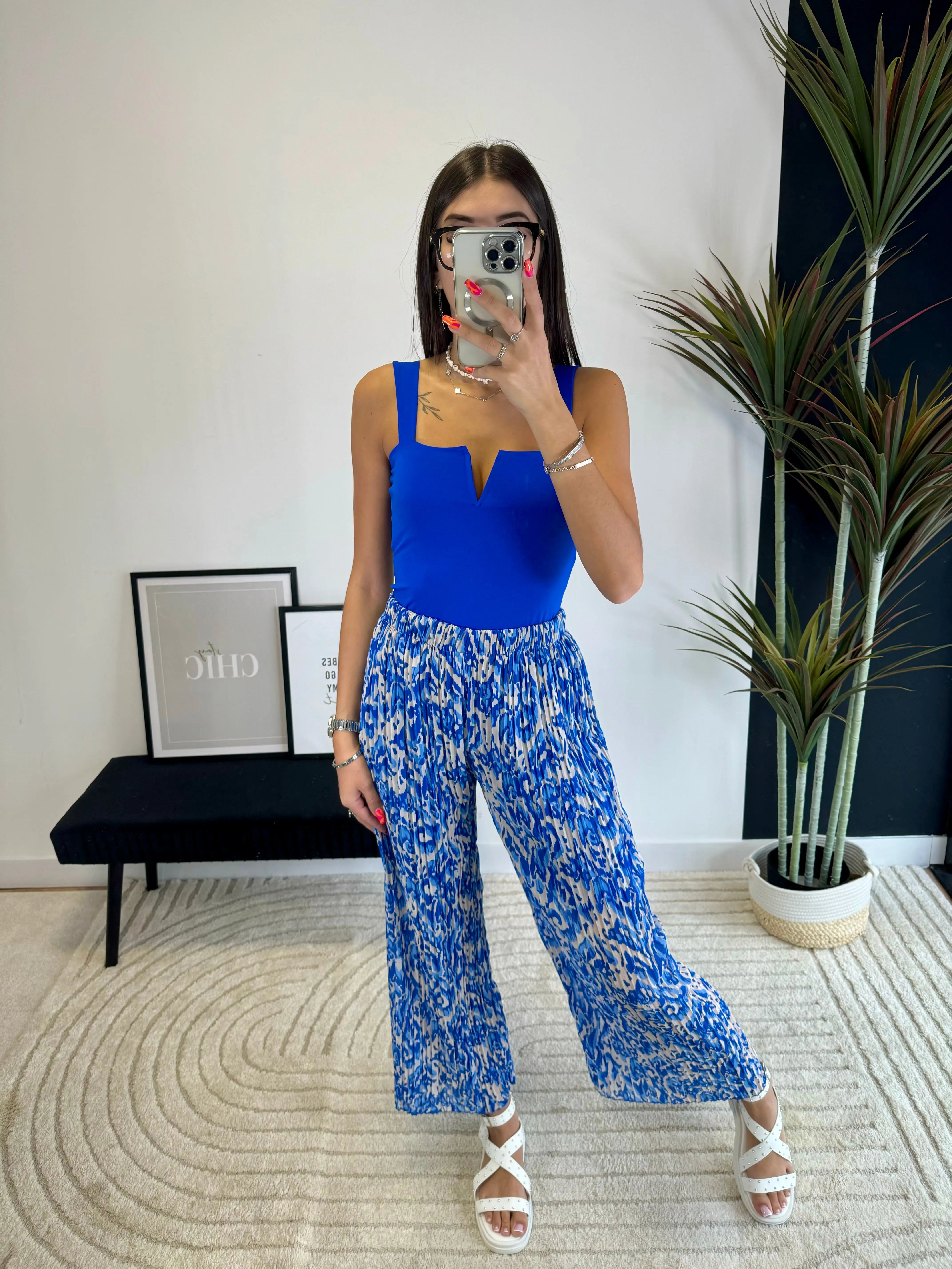 Pantalon plissé bleu DS.Sélection