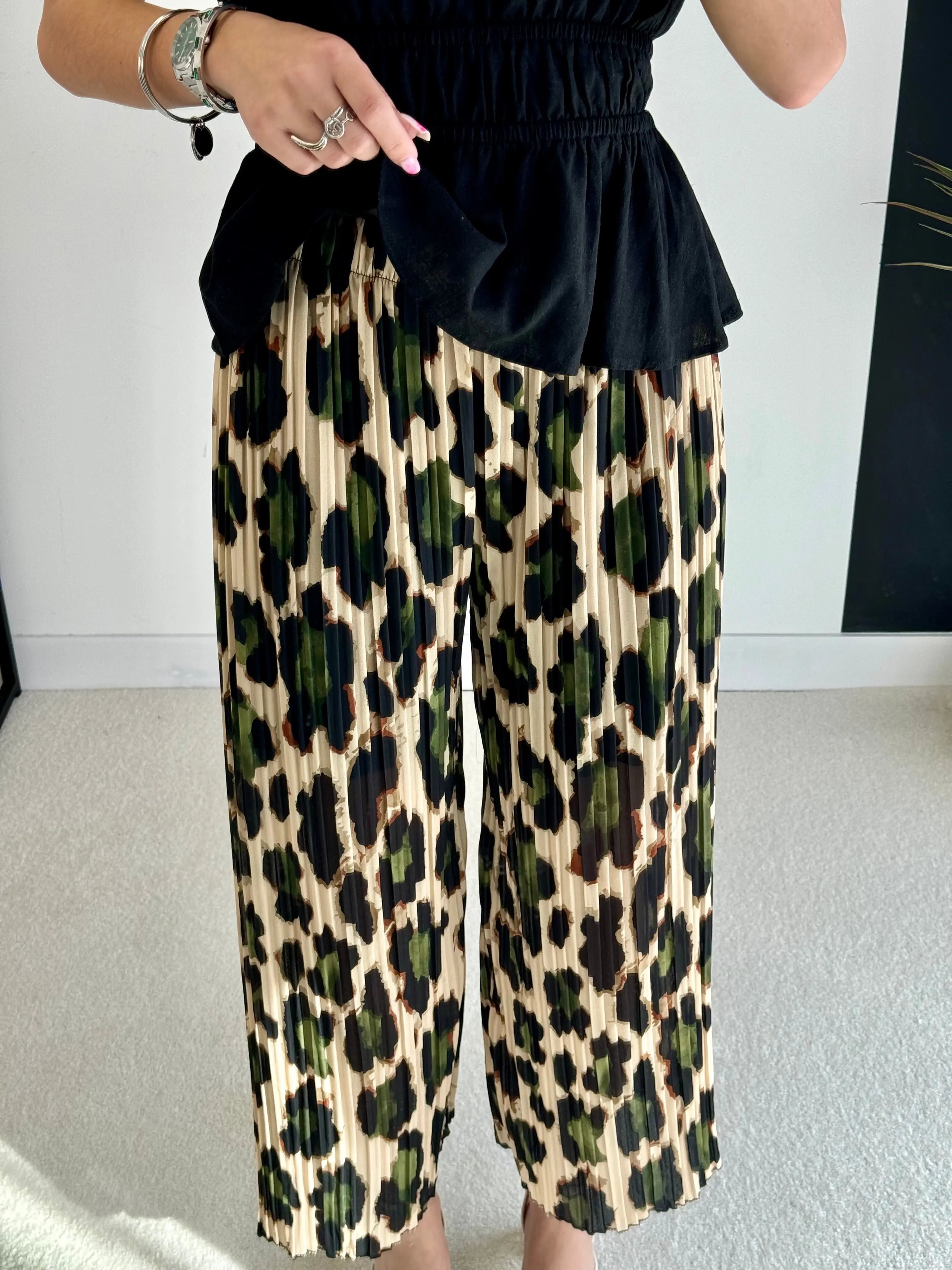 Pantalon plissé léopard kaki DS.Sélection
