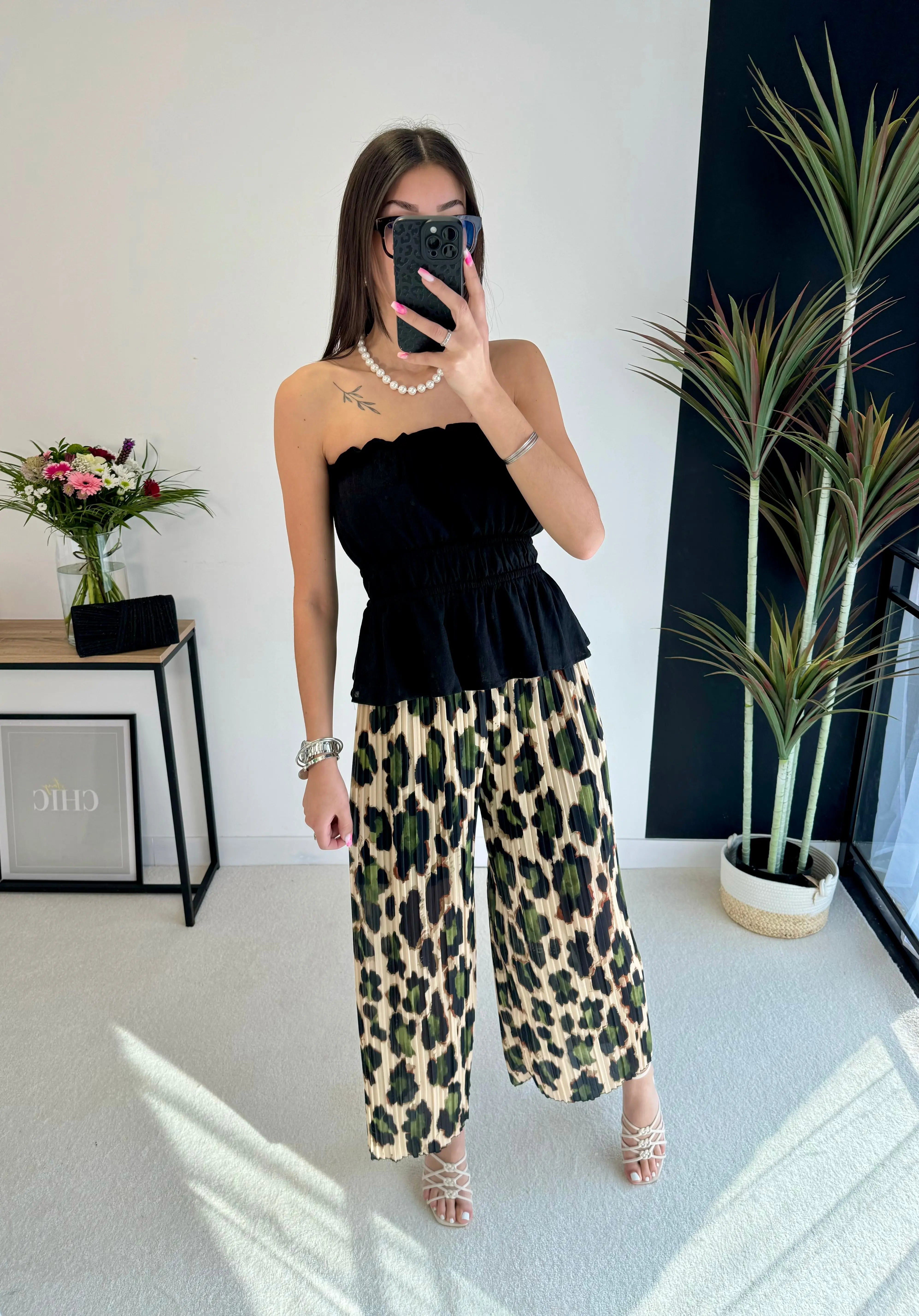 Pantalon plissé léopard kaki DS.Sélection
